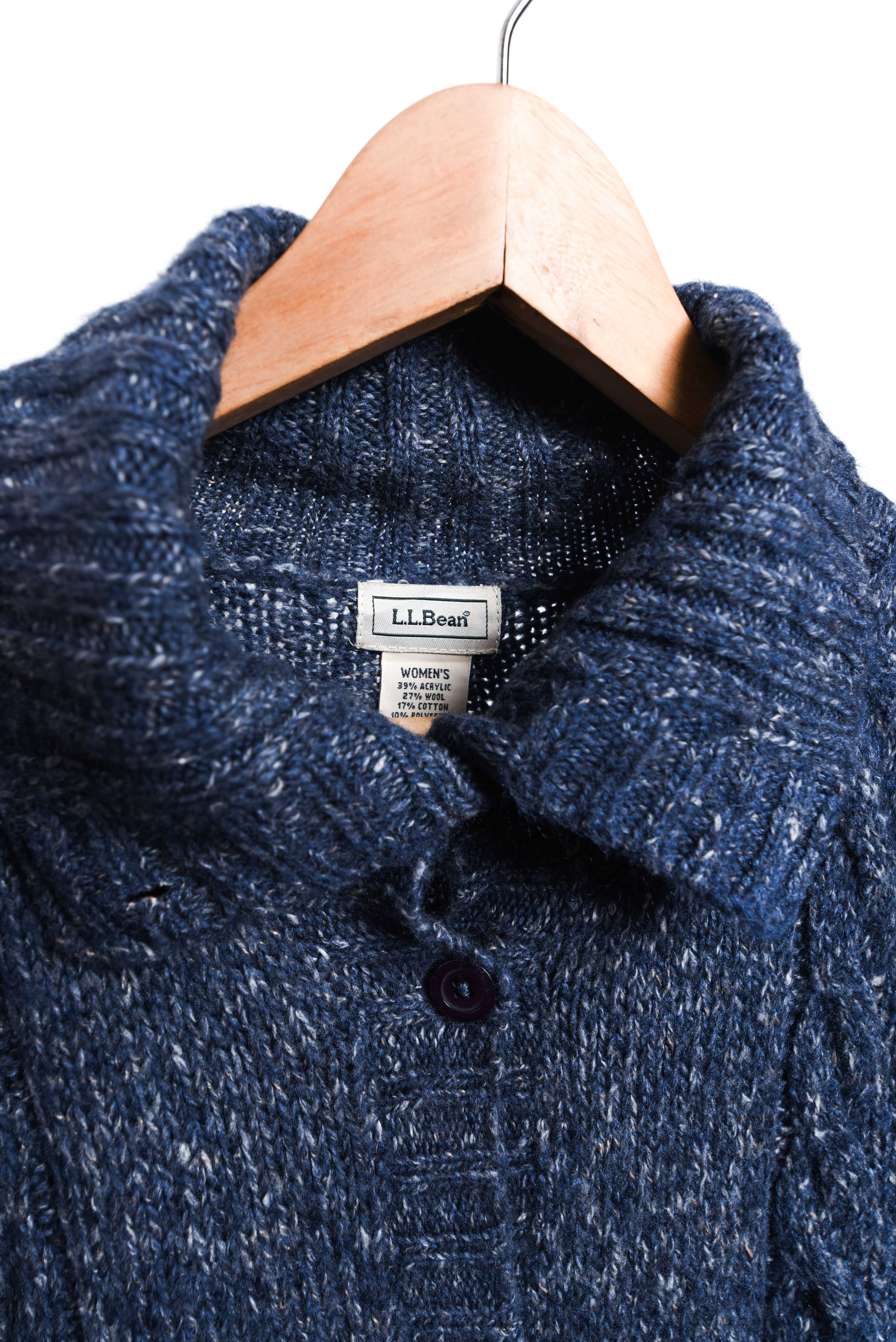 Cardigan azul jaspeado lana LL Bean