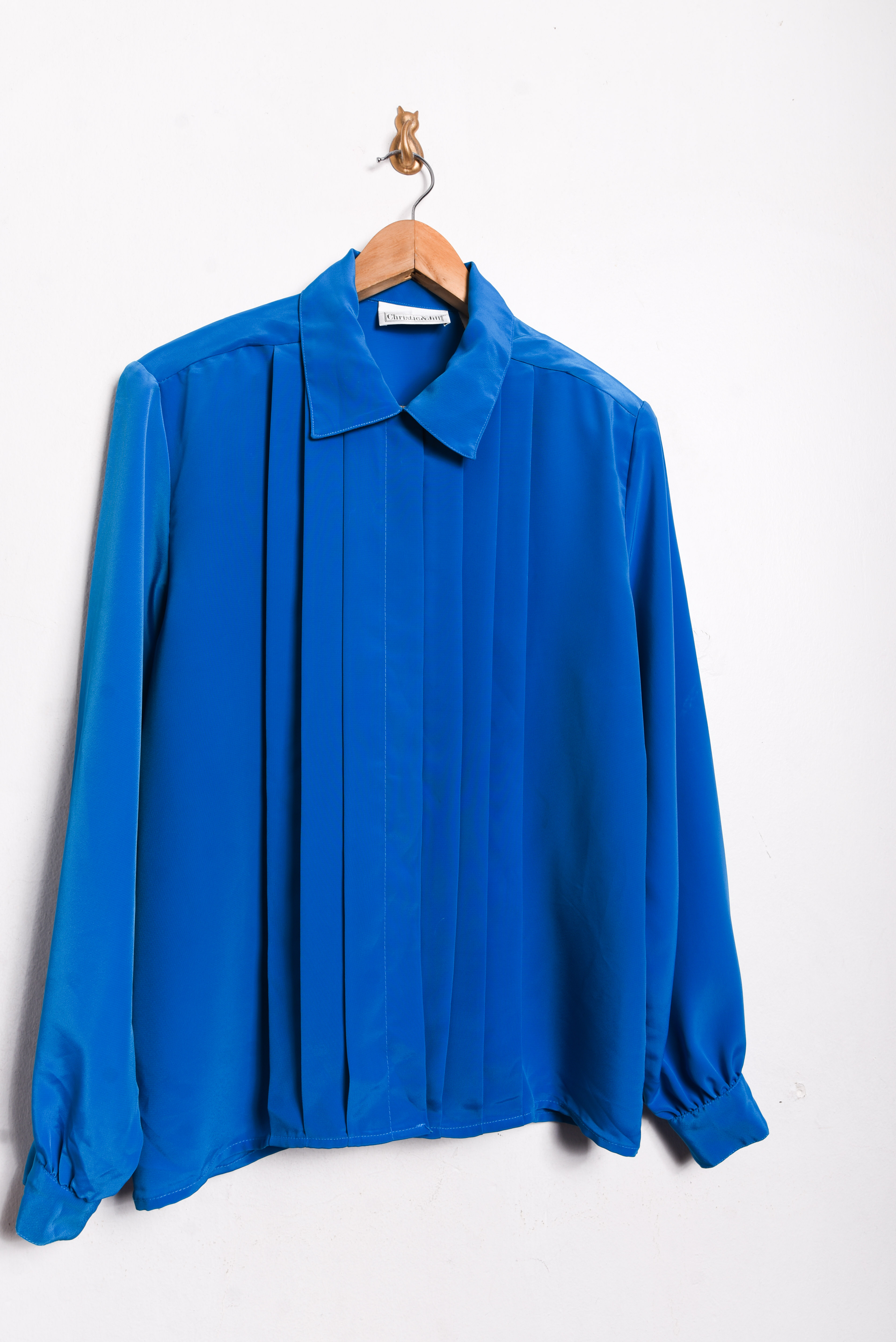 Blusa azulina plisada 80s