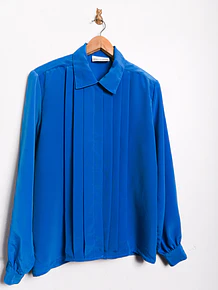Blusa azulina plisada 80s