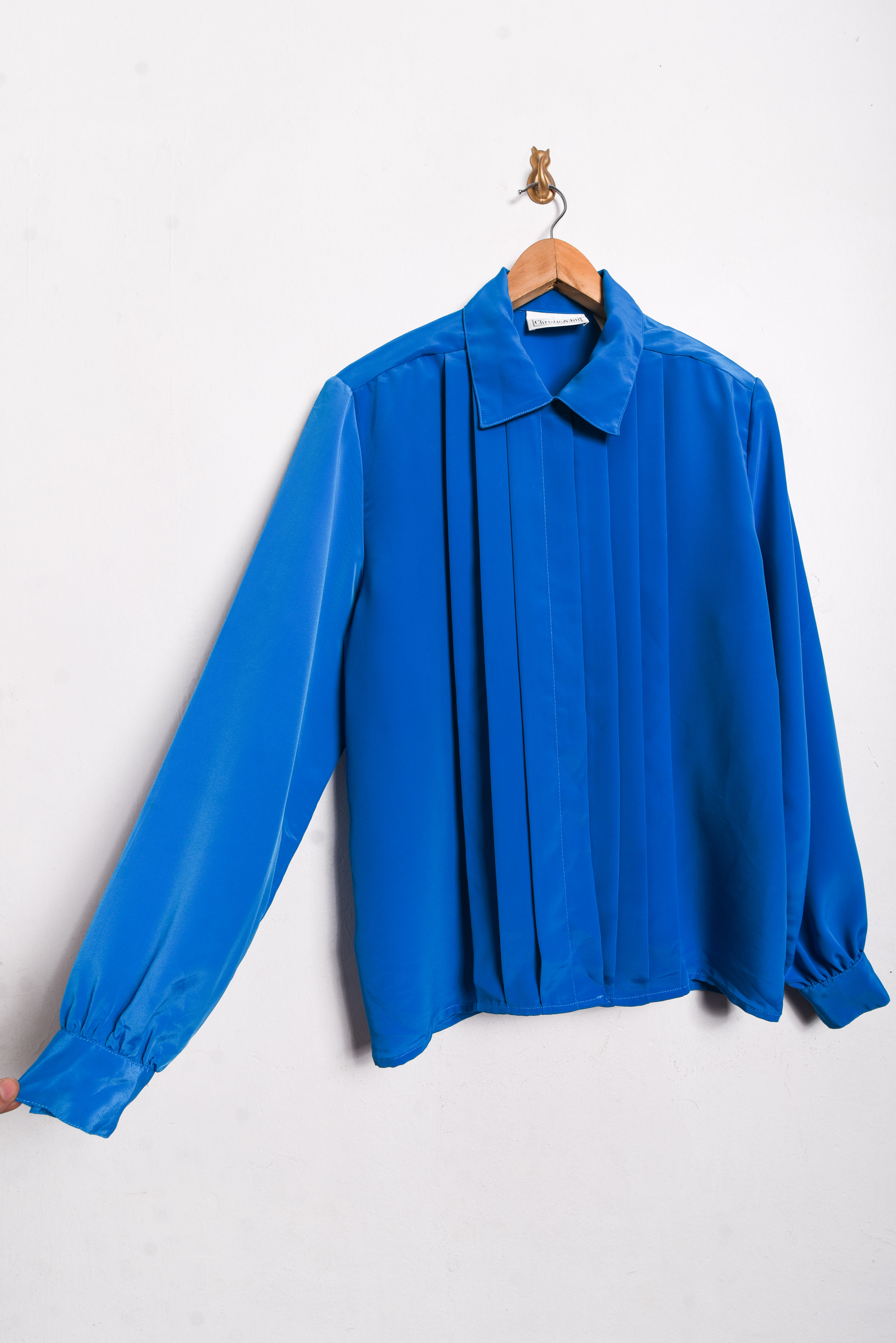 Blusa azulina plisada 80s