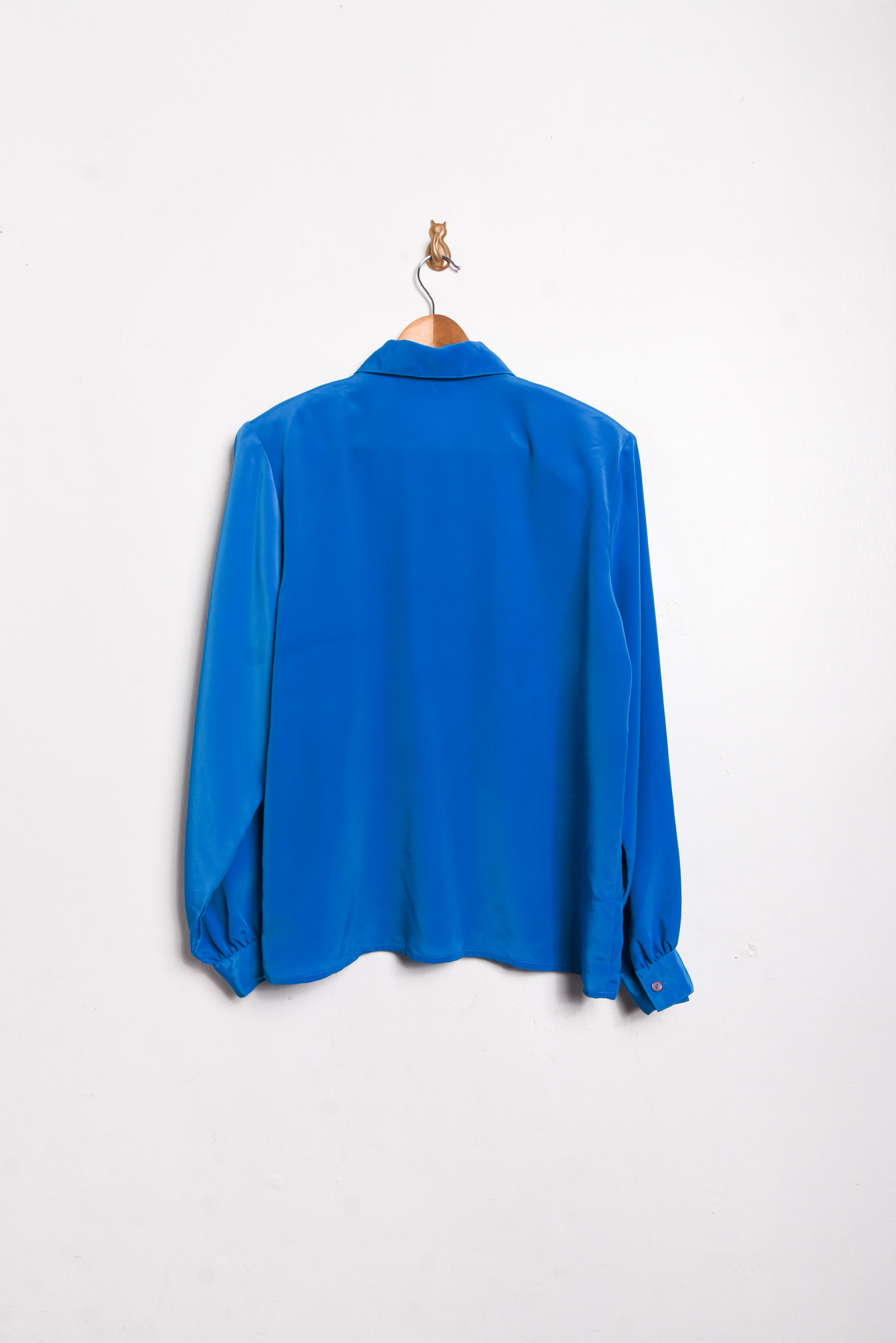 Blusa azulina plisada 80s