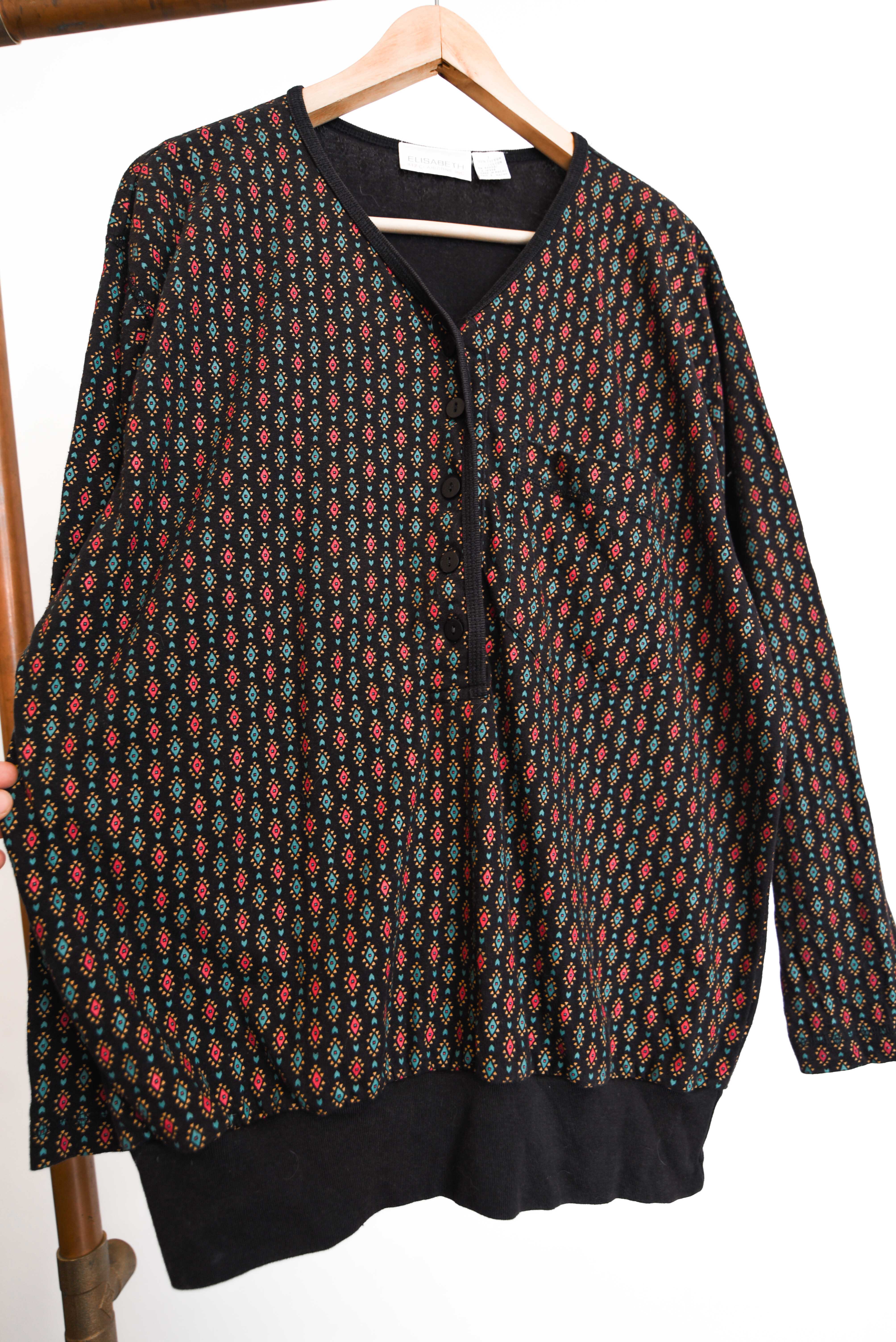 Polera 90s rombos Liz Claiborne