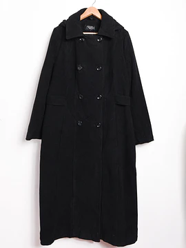 Maxi abrigo negro lana capucha