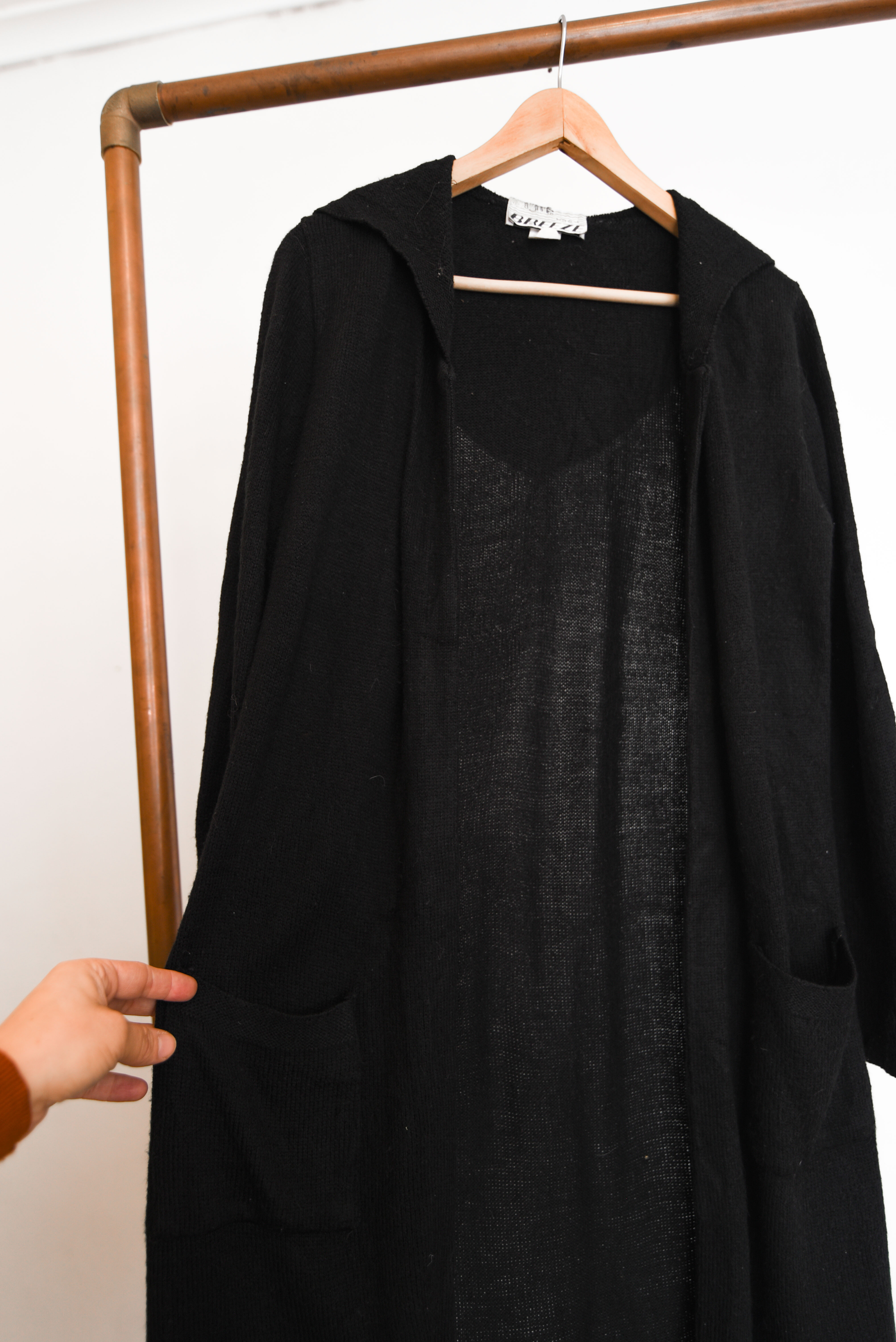 Cardigan negro tapado 90s