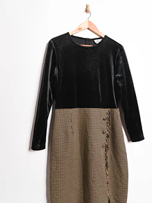 Vestido velvet y rombos vintage