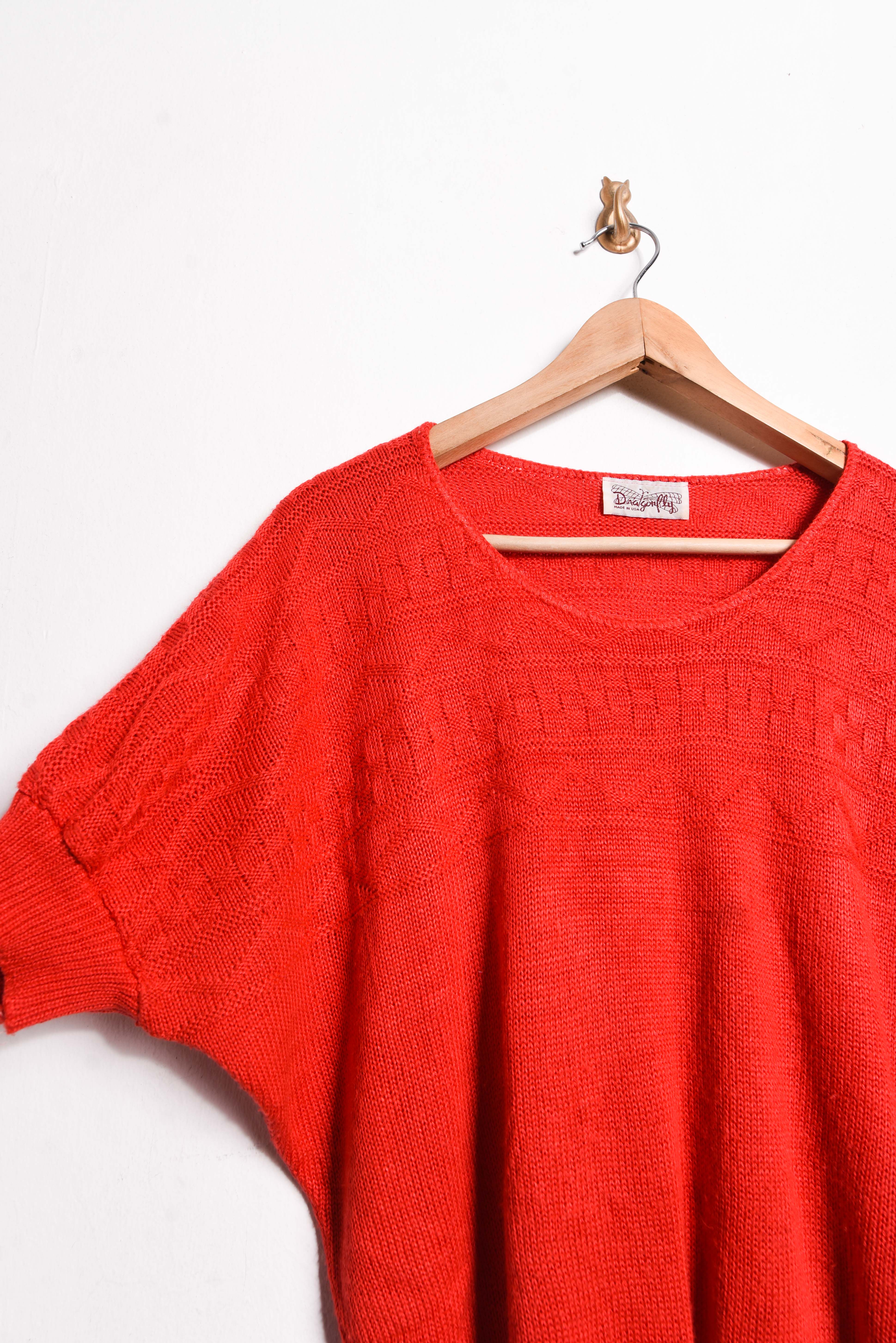 Top rojo knit vintage globo