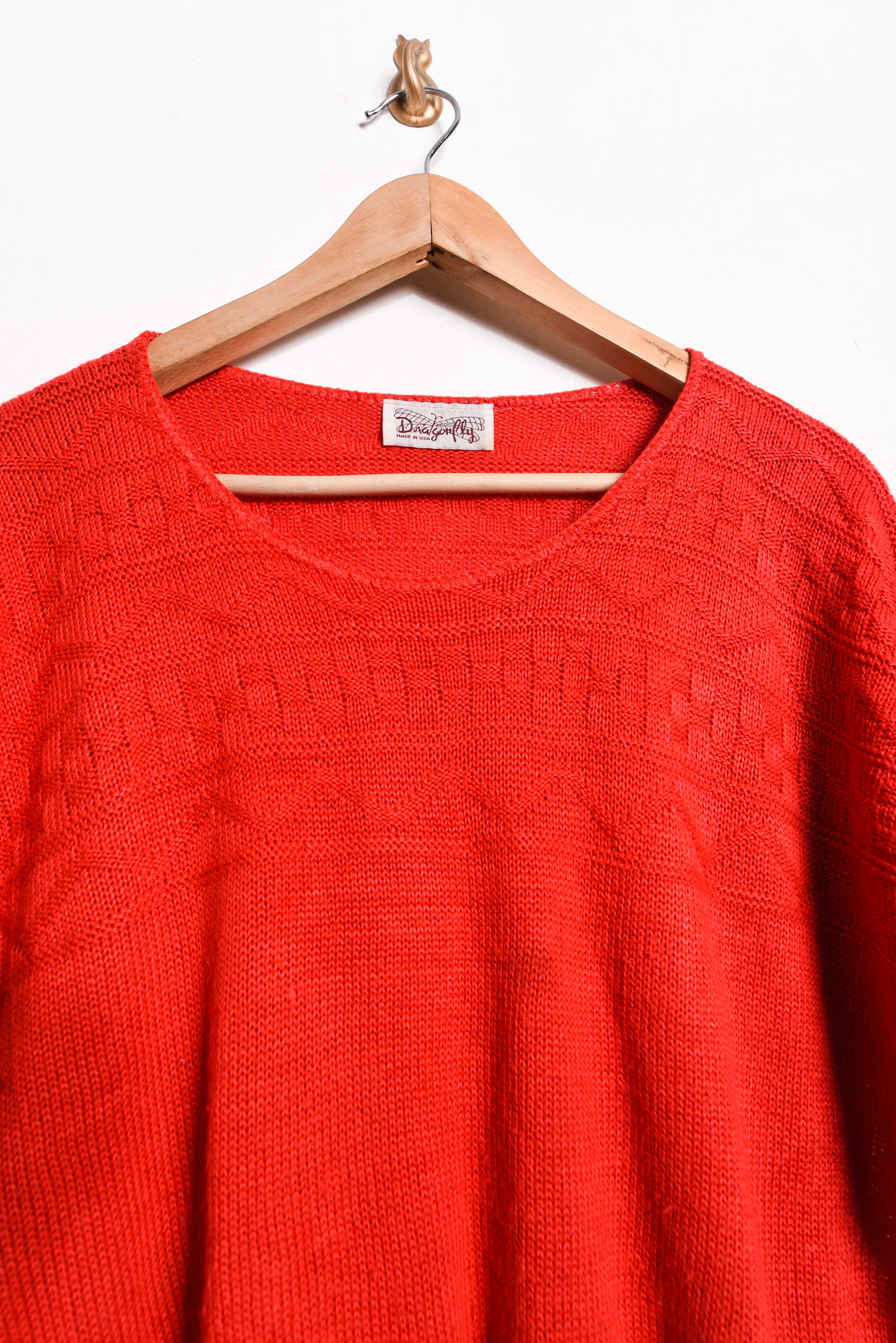 Top rojo knit vintage globo