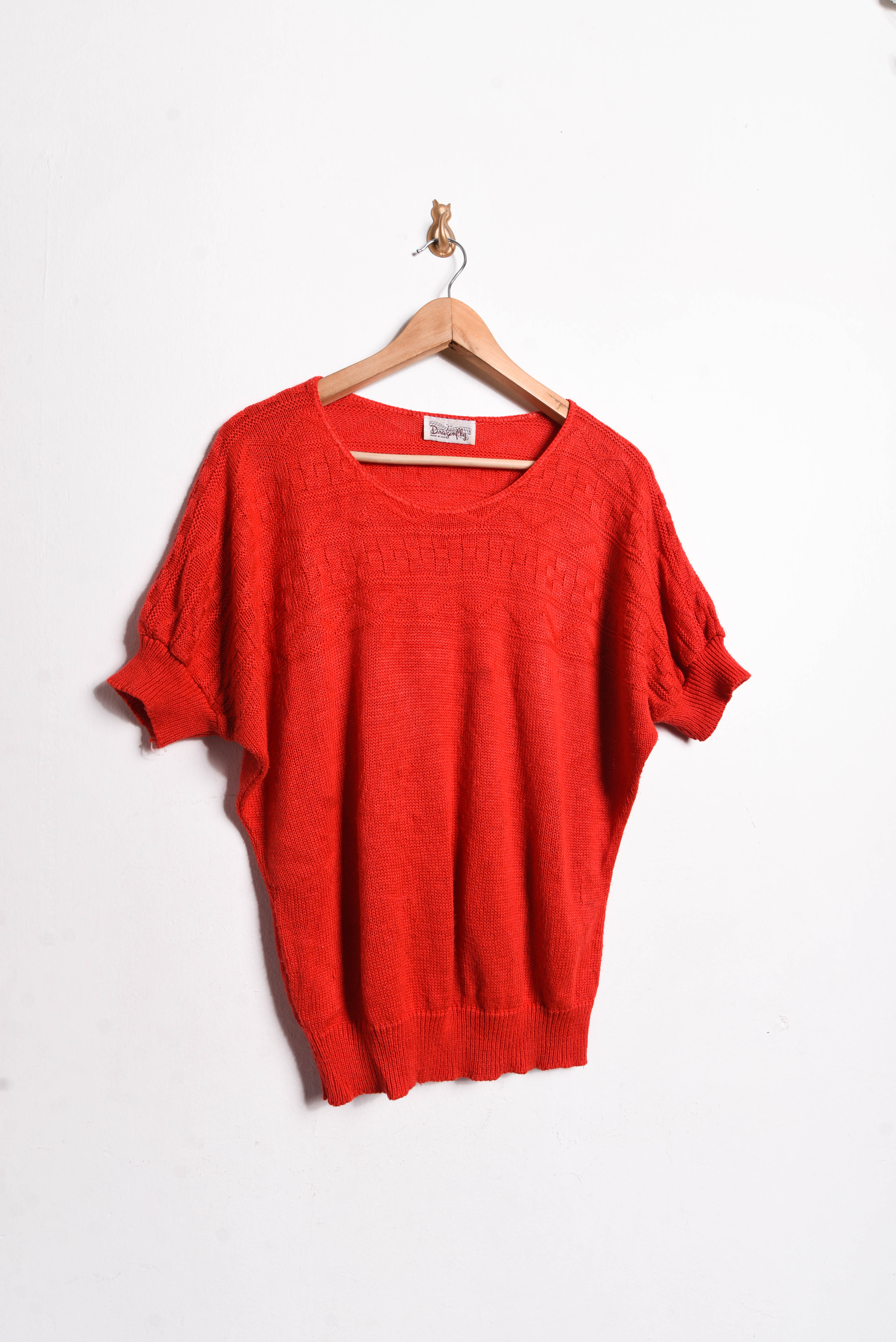 Top rojo knit vintage globo