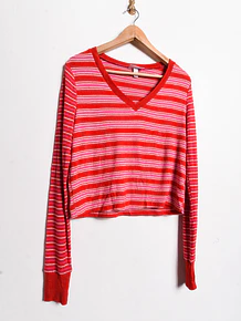 Polera rojo rosa rayada
