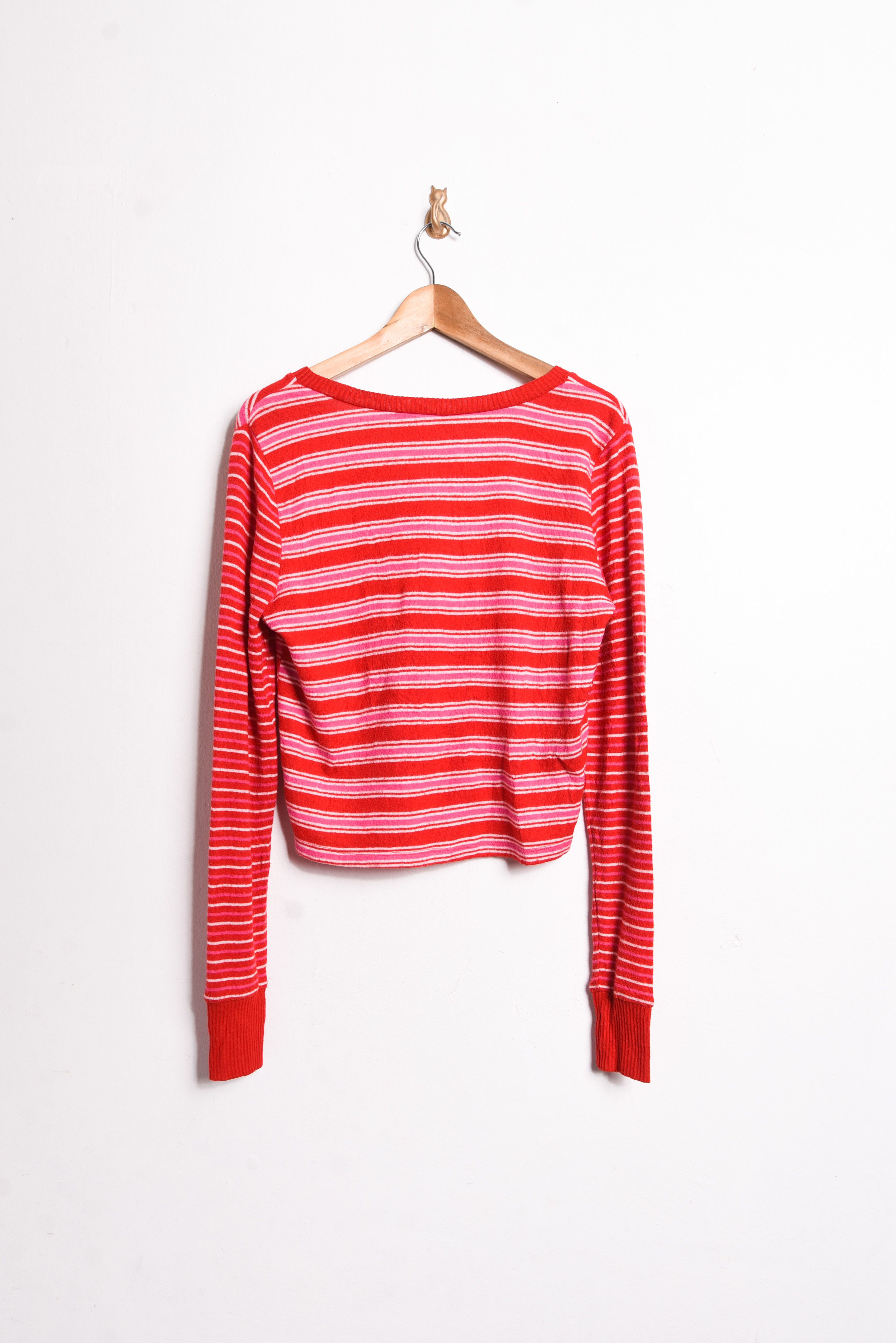 Polera rojo rosa rayada