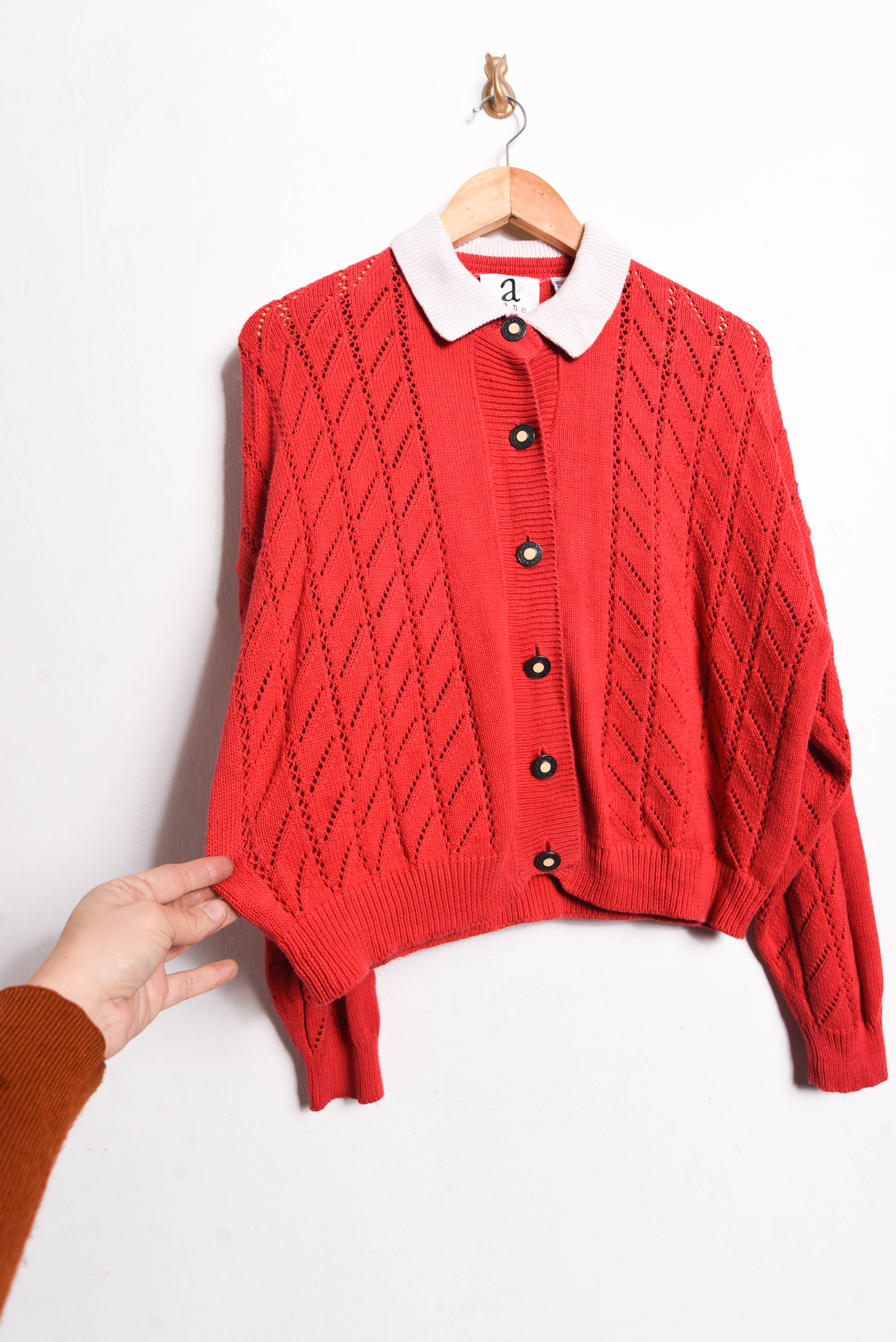 Cardigan rojo calado vntg