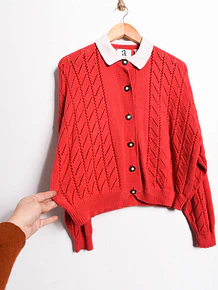 Cardigan rojo calado vntg