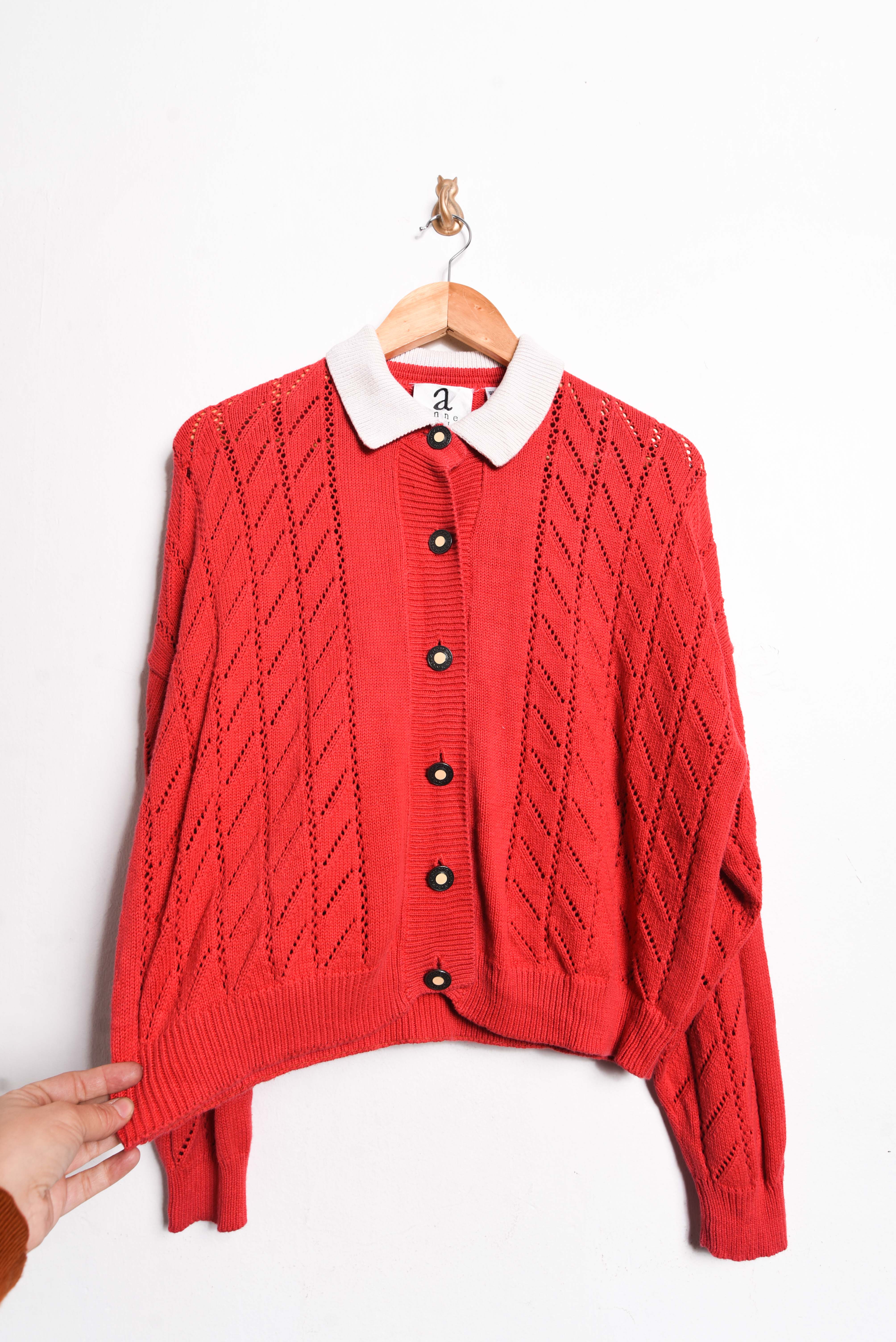 Cardigan rojo calado vntg