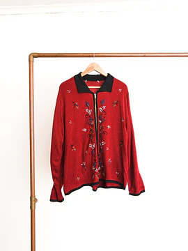 Cardigan burdeo zipper vintage