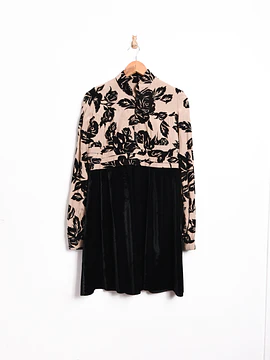 Vestido black velvet floral