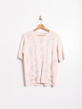 Top cottagecore vintage florecitas bordadas