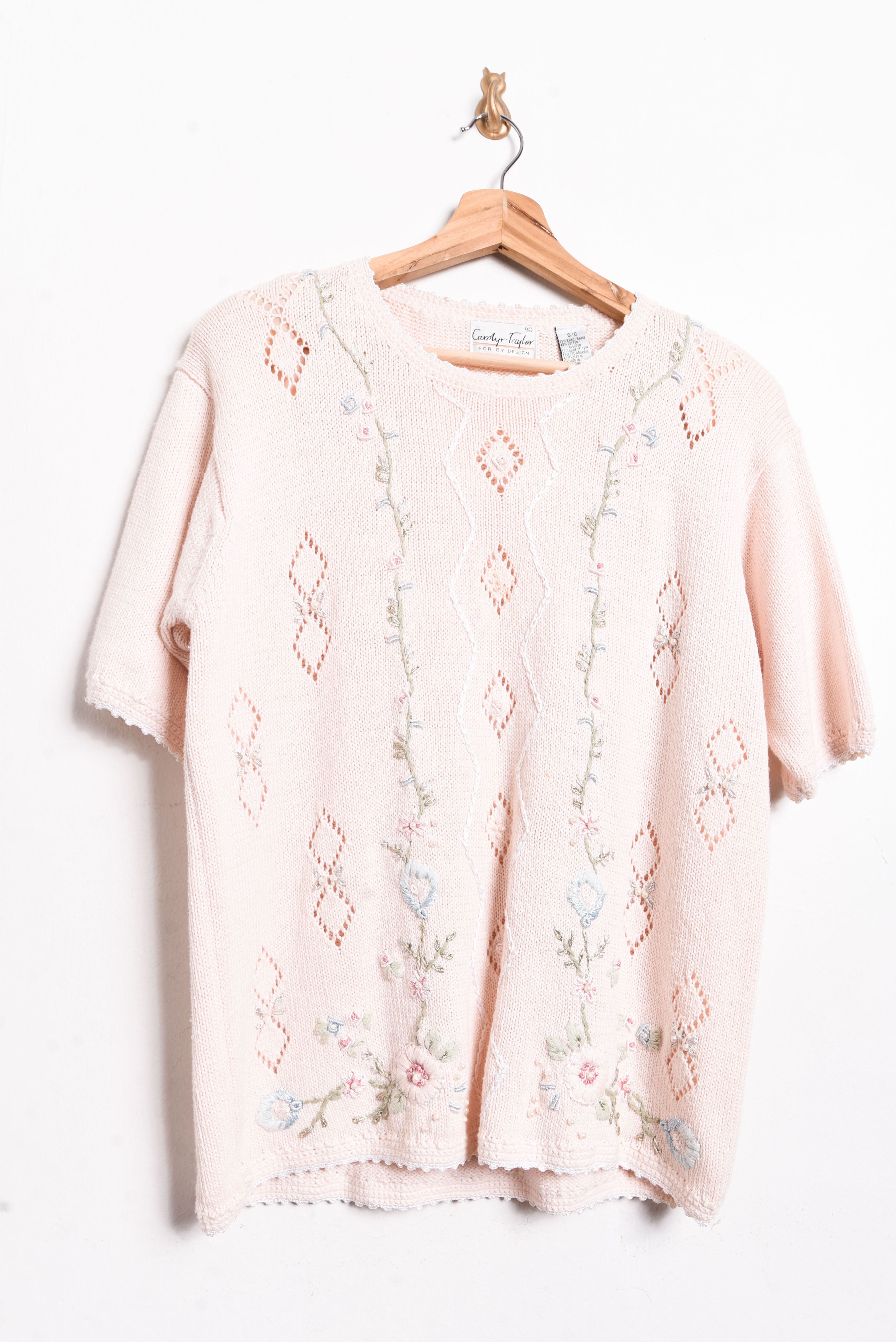 Top cottagecore vintage florecitas bordadas