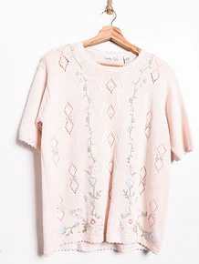 Top cottagecore vintage florecitas bordadas
