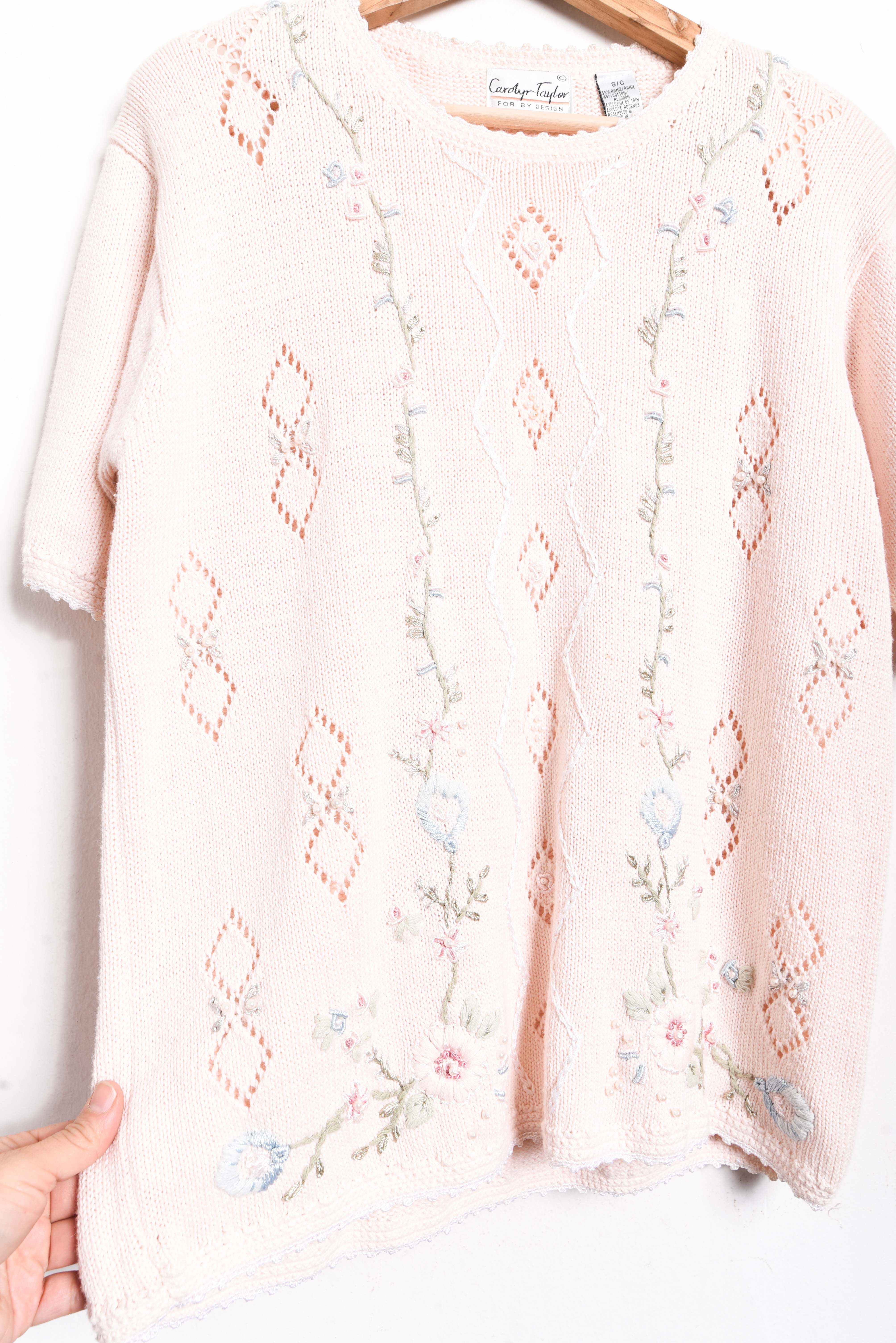 Top cottagecore vintage florecitas bordadas