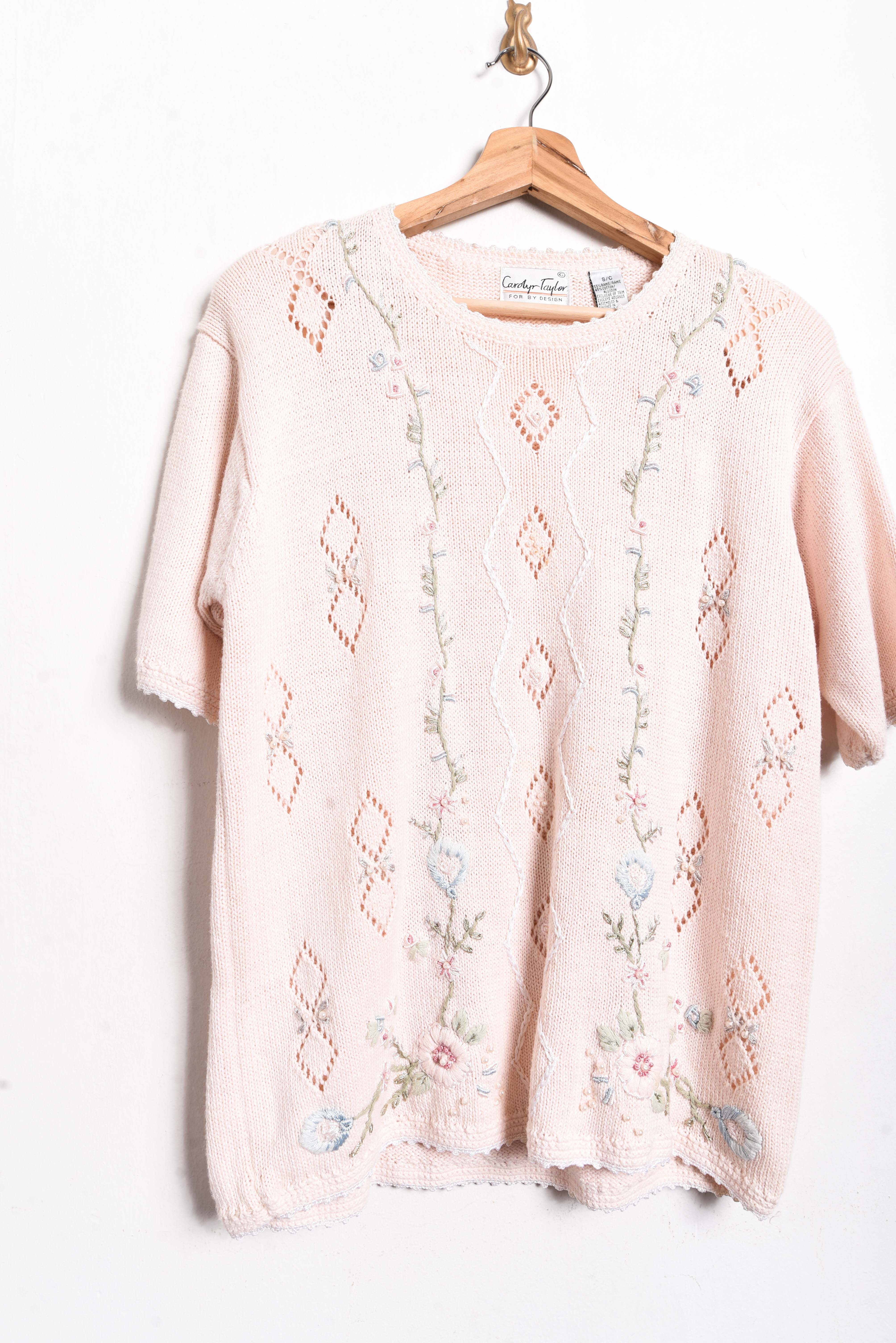 Top cottagecore vintage florecitas bordadas