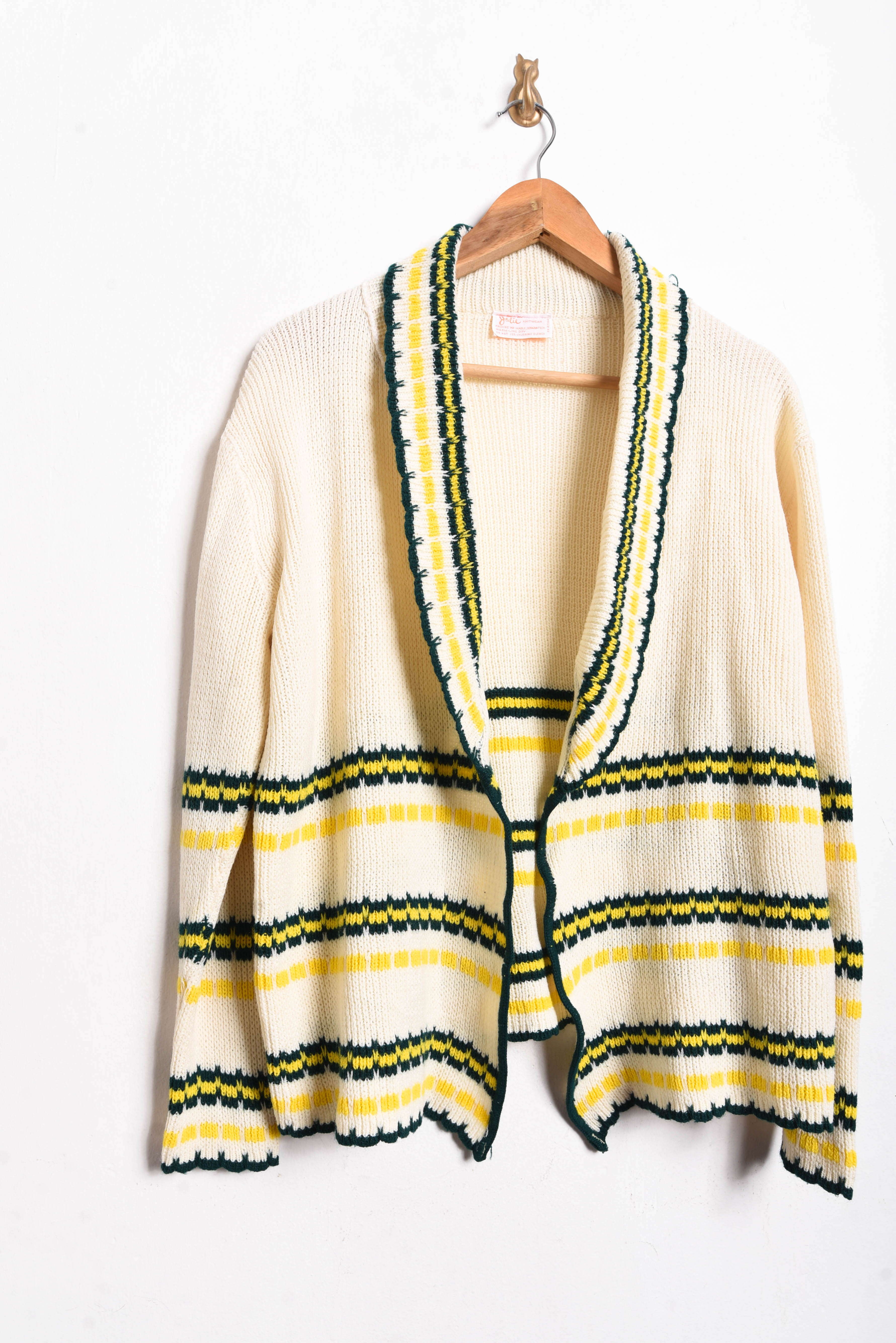 Cardigan marfil y amarillo 70s