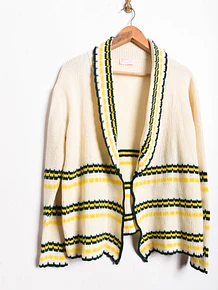 Cardigan marfil y amarillo 70s