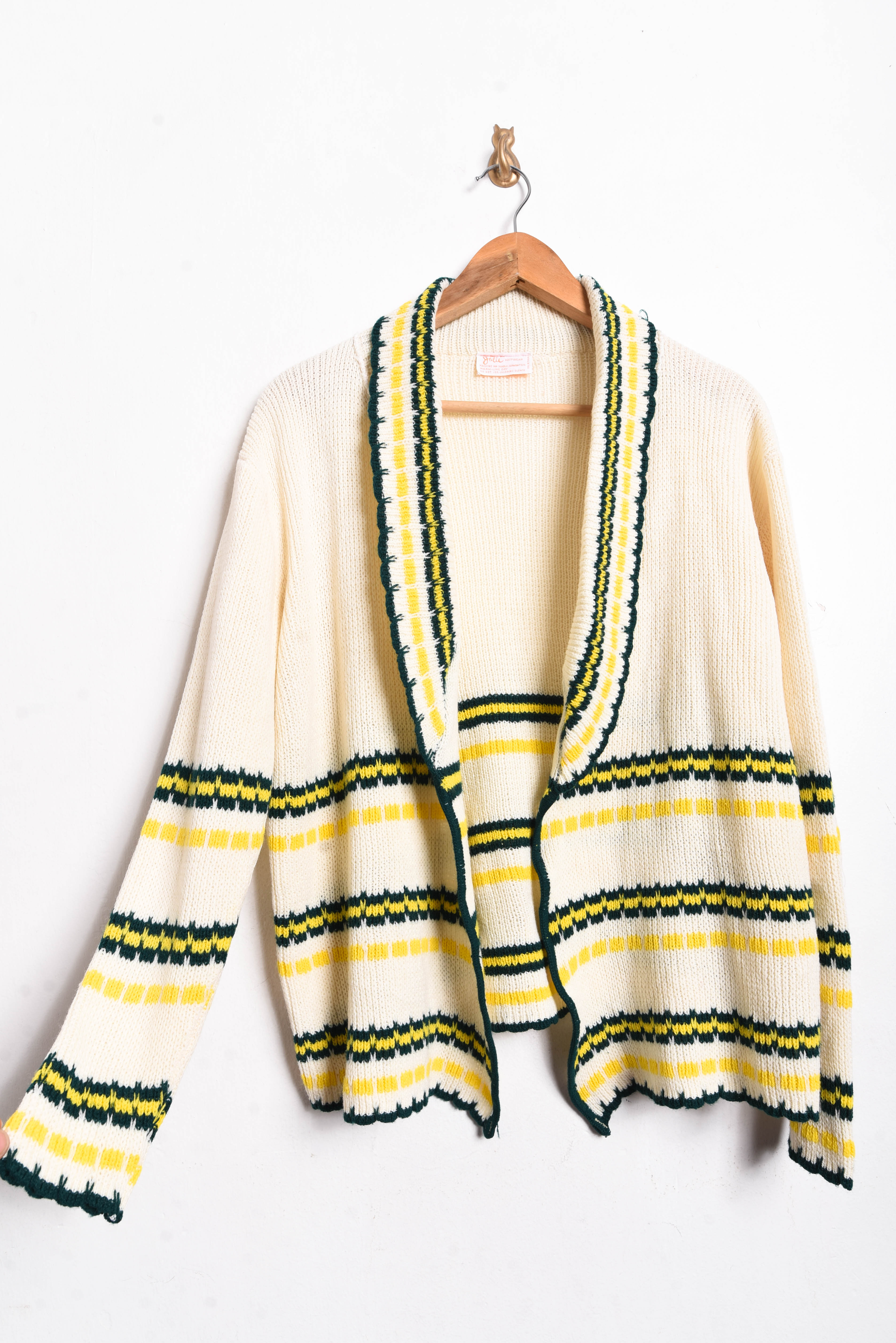 Cardigan marfil y amarillo 70s