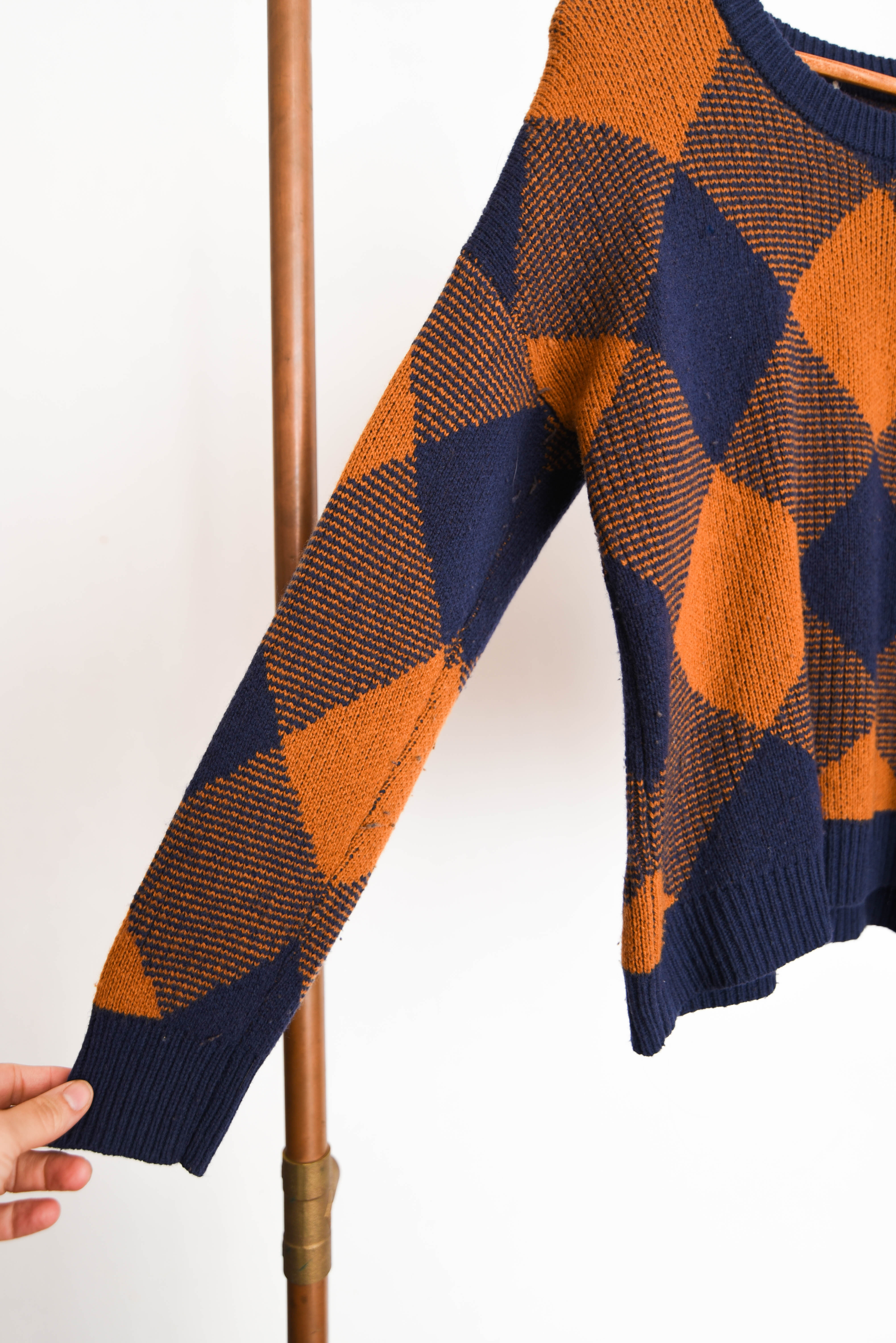 Chaleco navy mostaza lana