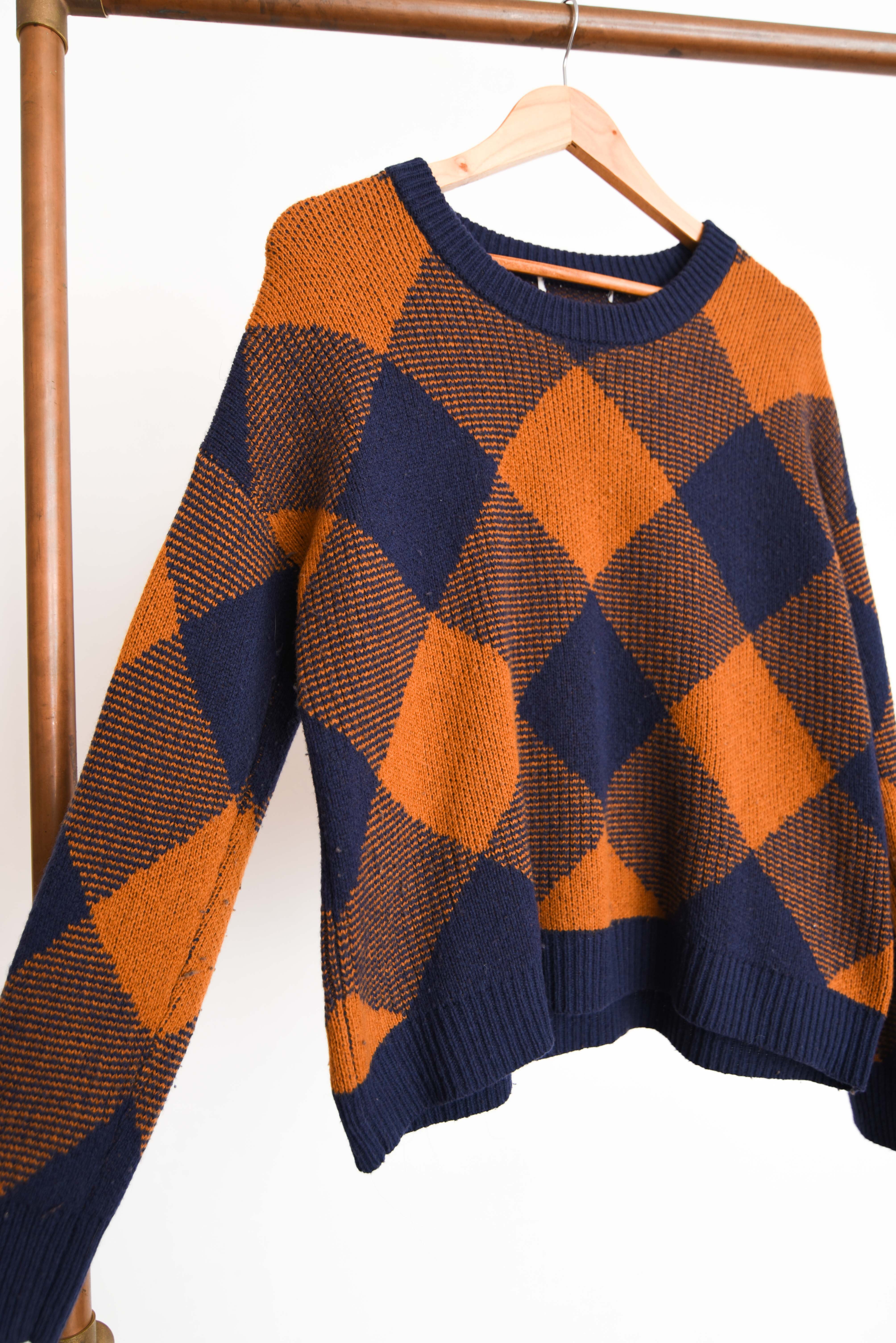 Chaleco navy mostaza lana