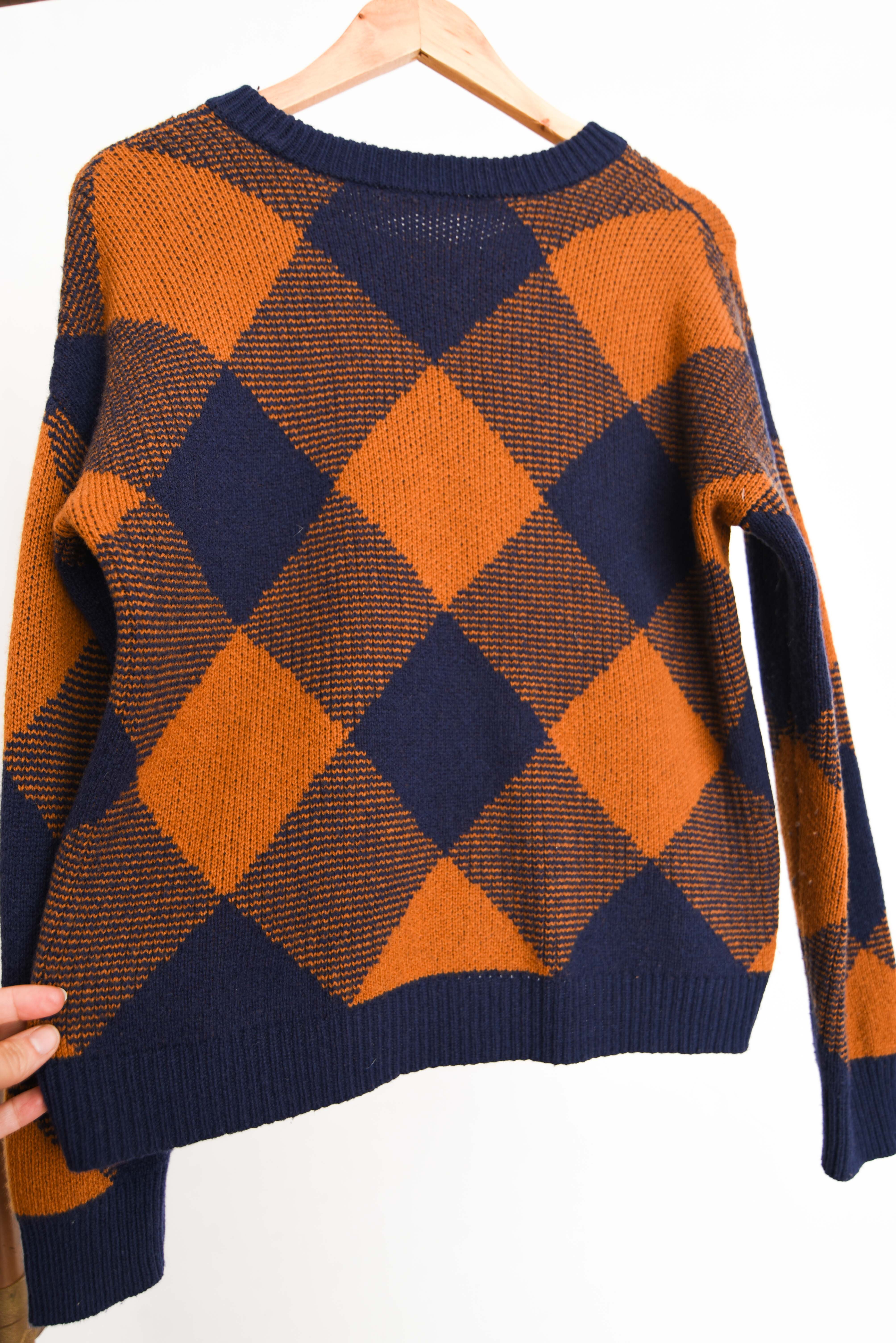 Chaleco navy mostaza lana