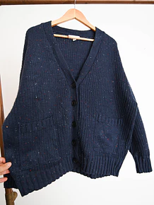 Cardigan navy jaspeado