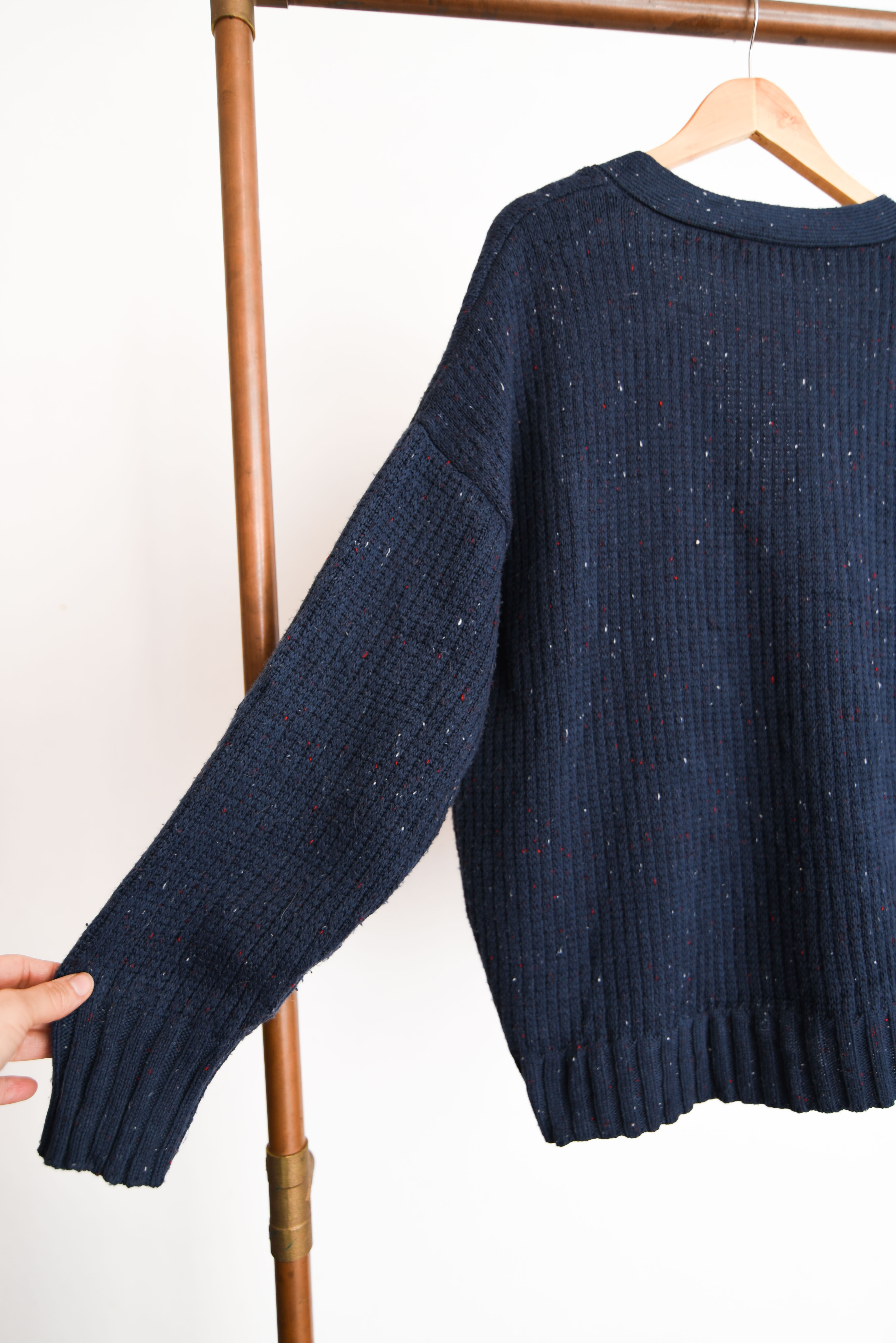 Cardigan navy jaspeado