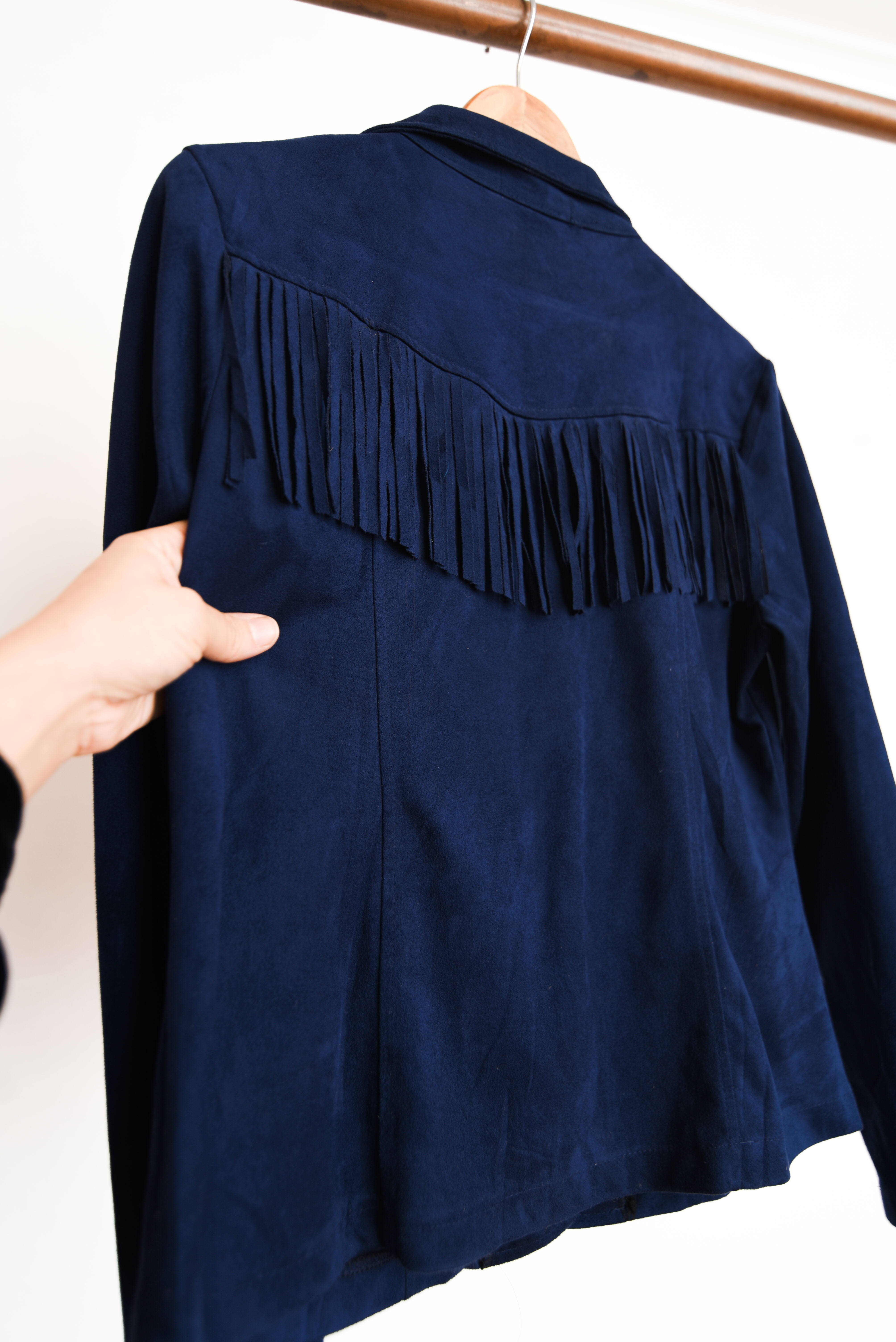Blazer faux suede flecos