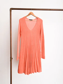 Vestido acanalado naranjo