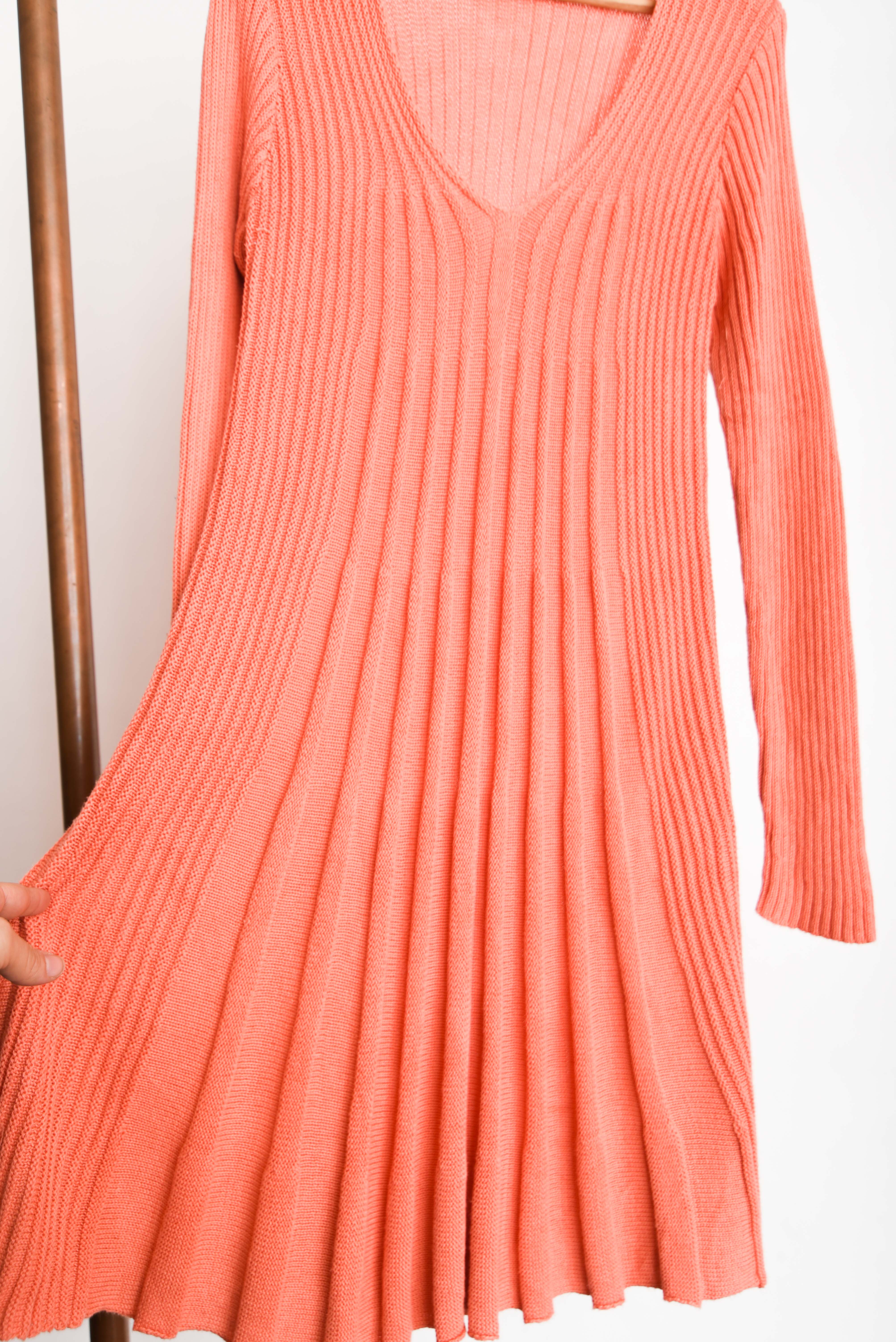 Vestido acanalado naranjo