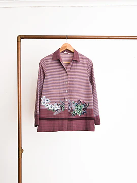 Blusa purple rayada floral vntg