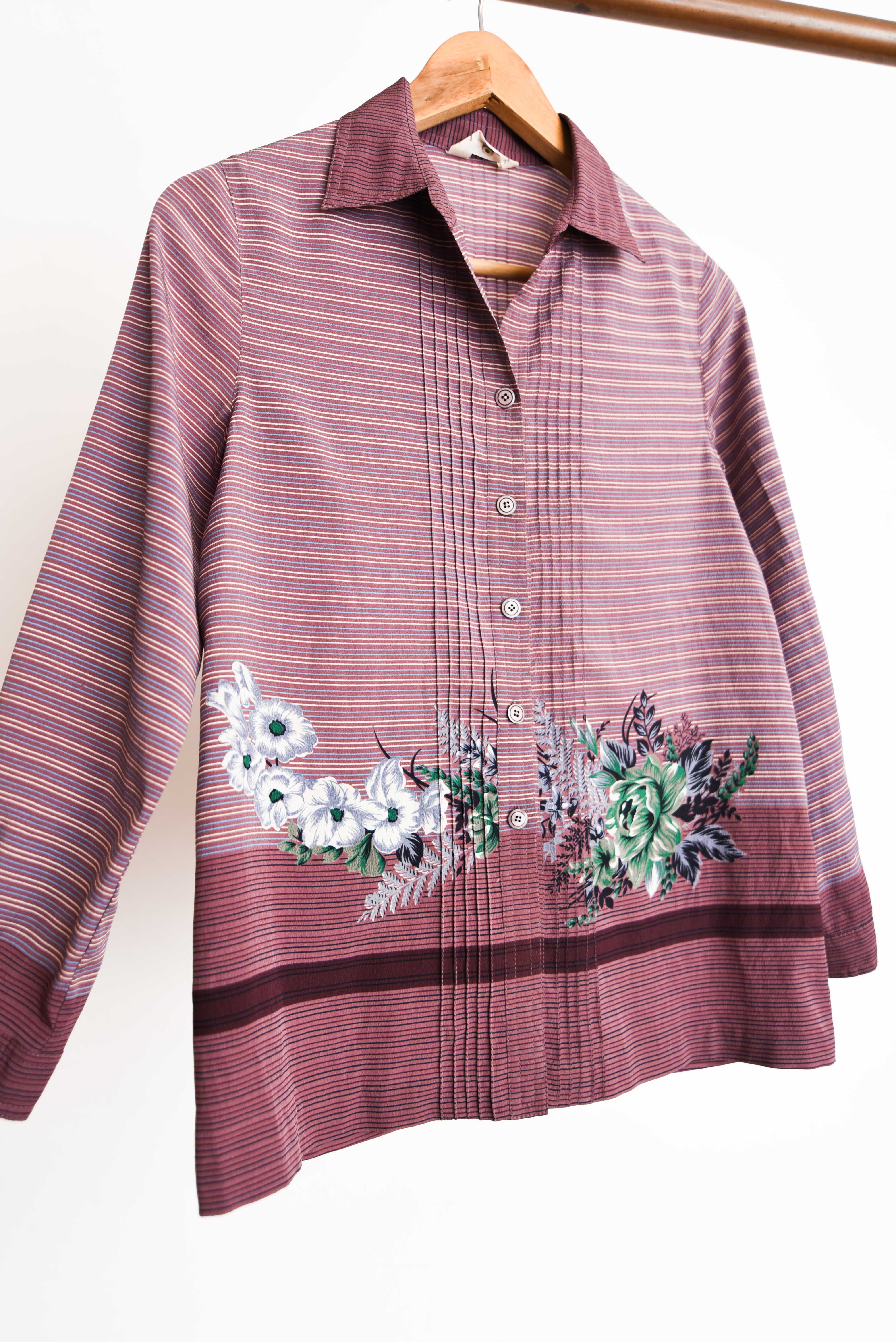Blusa purple rayada floral vntg