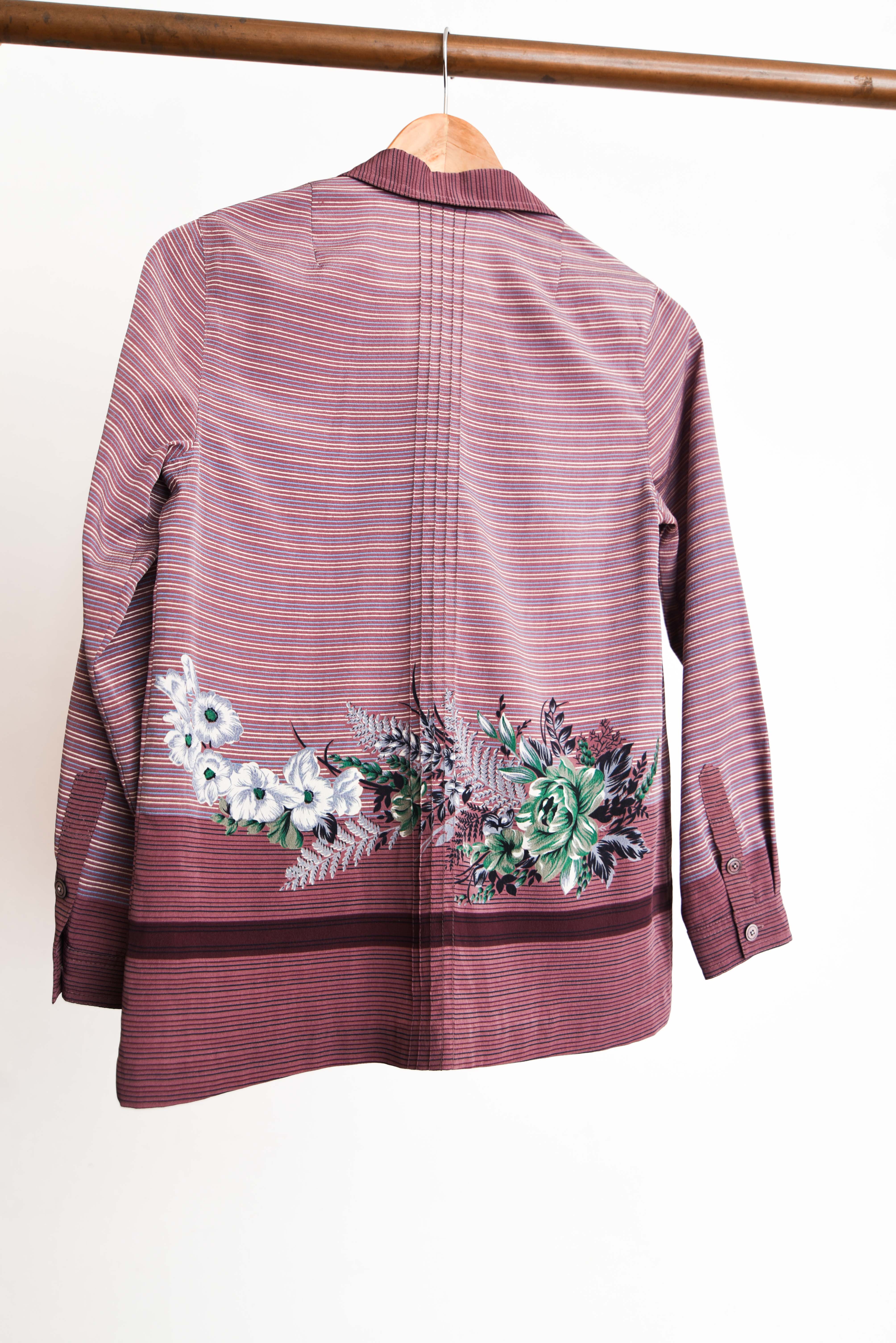 Blusa purple rayada floral vntg