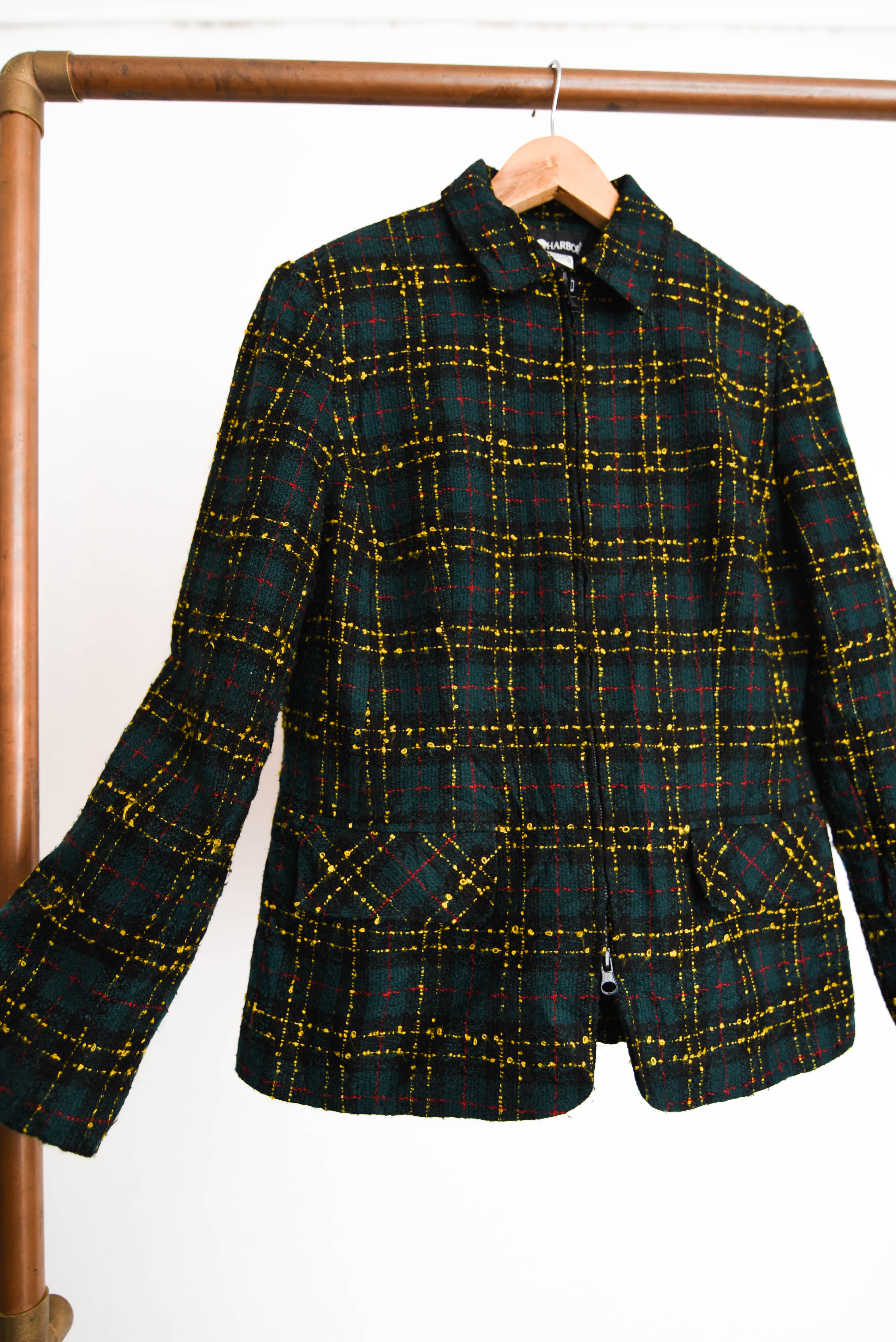 Chaqueta verde tartán 90s