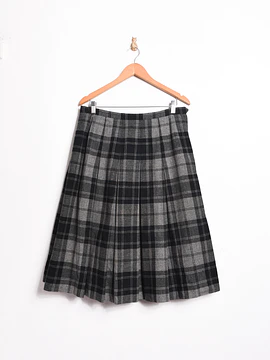 Falda grafito tartán lana vintage
