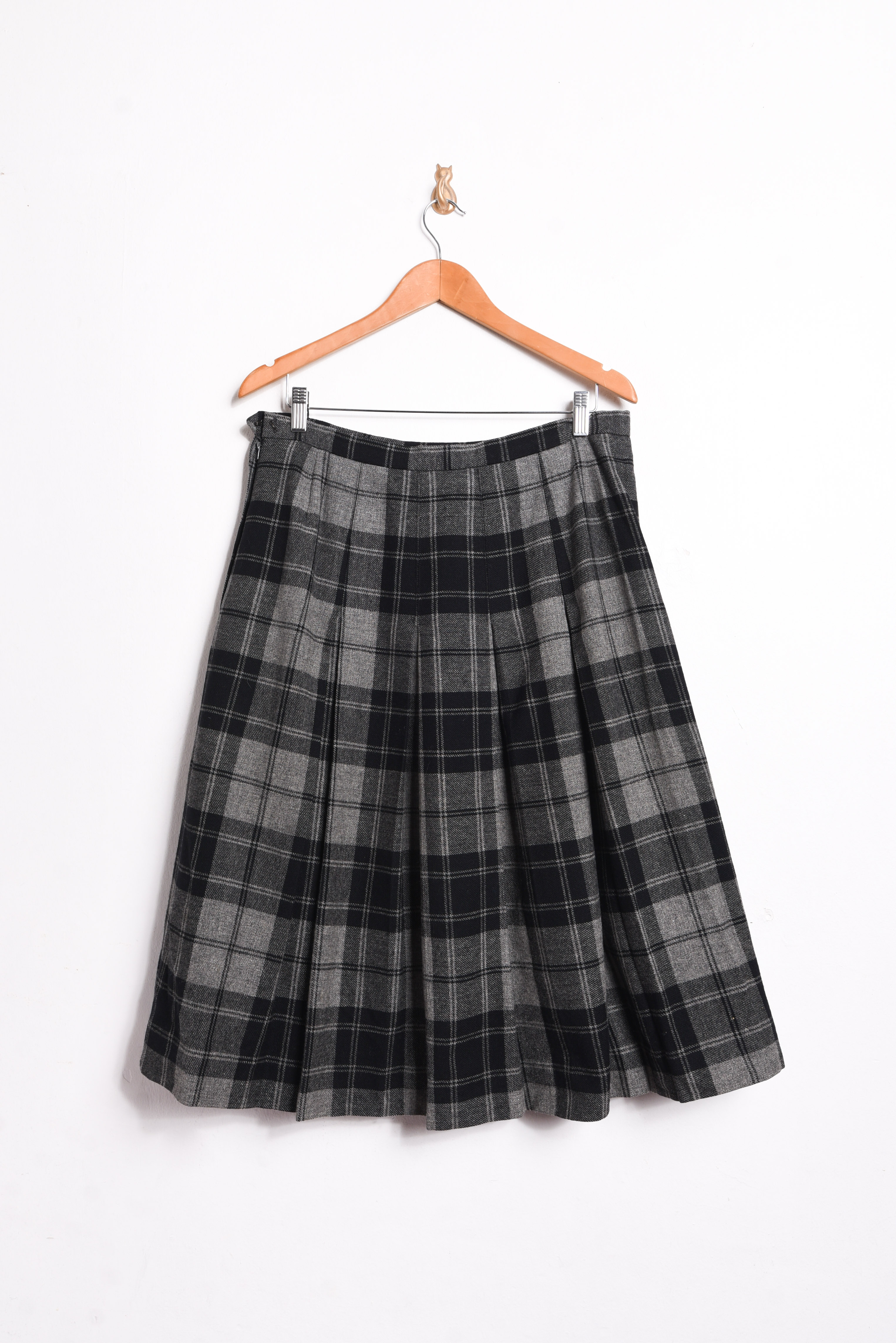 Falda grafito tartán lana vintage