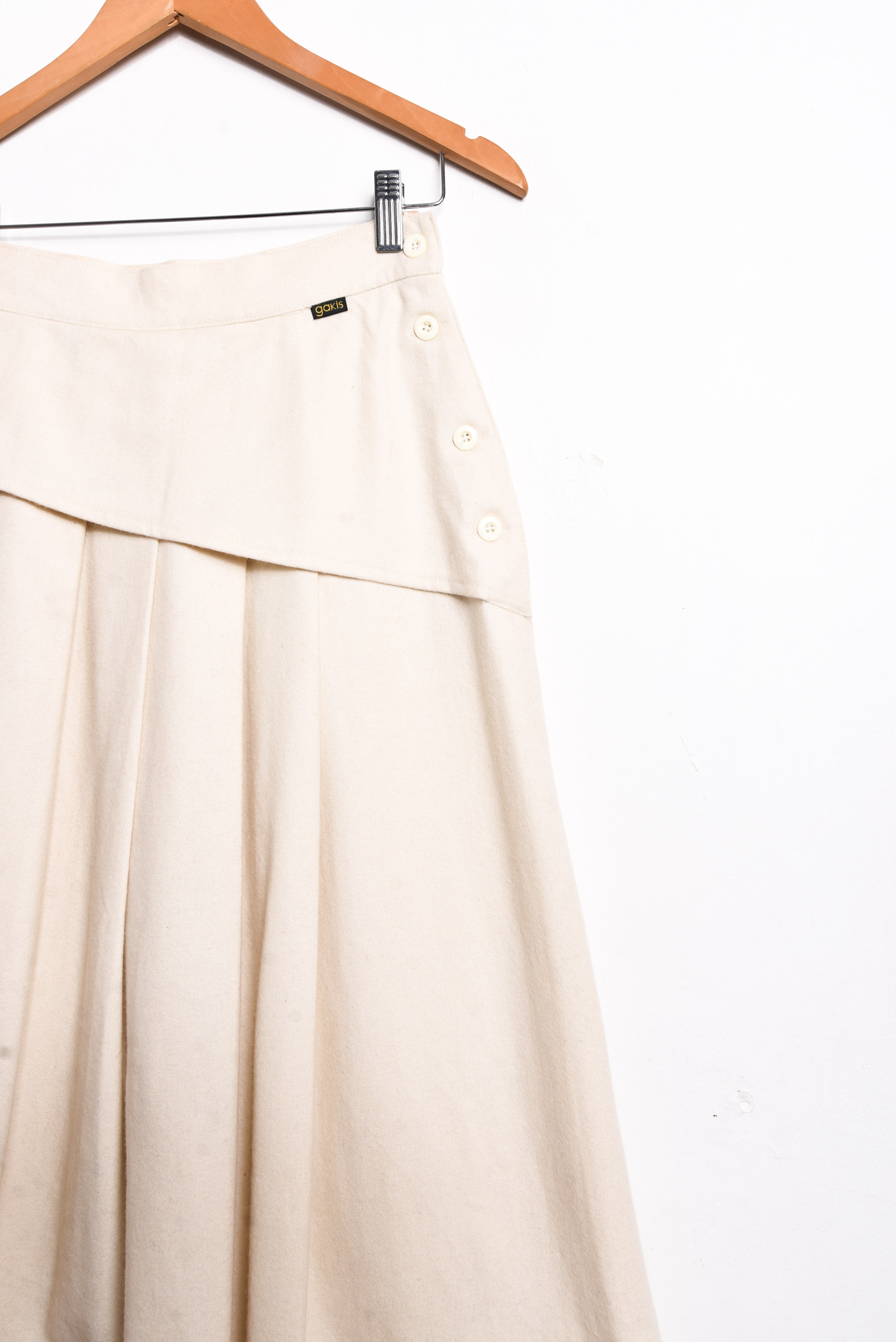 Falda lana marfil tablas vintage