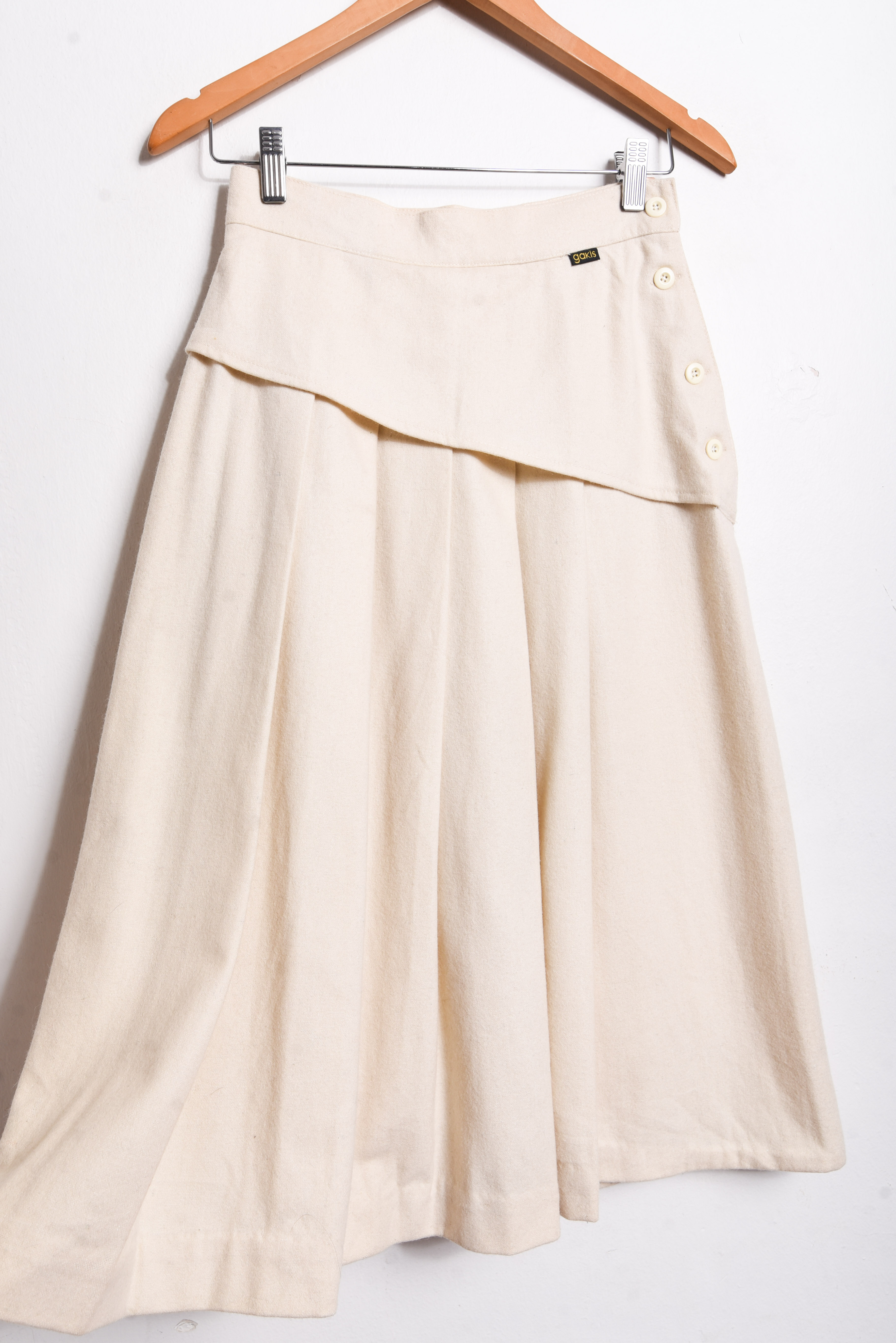 Falda lana marfil tablas vintage