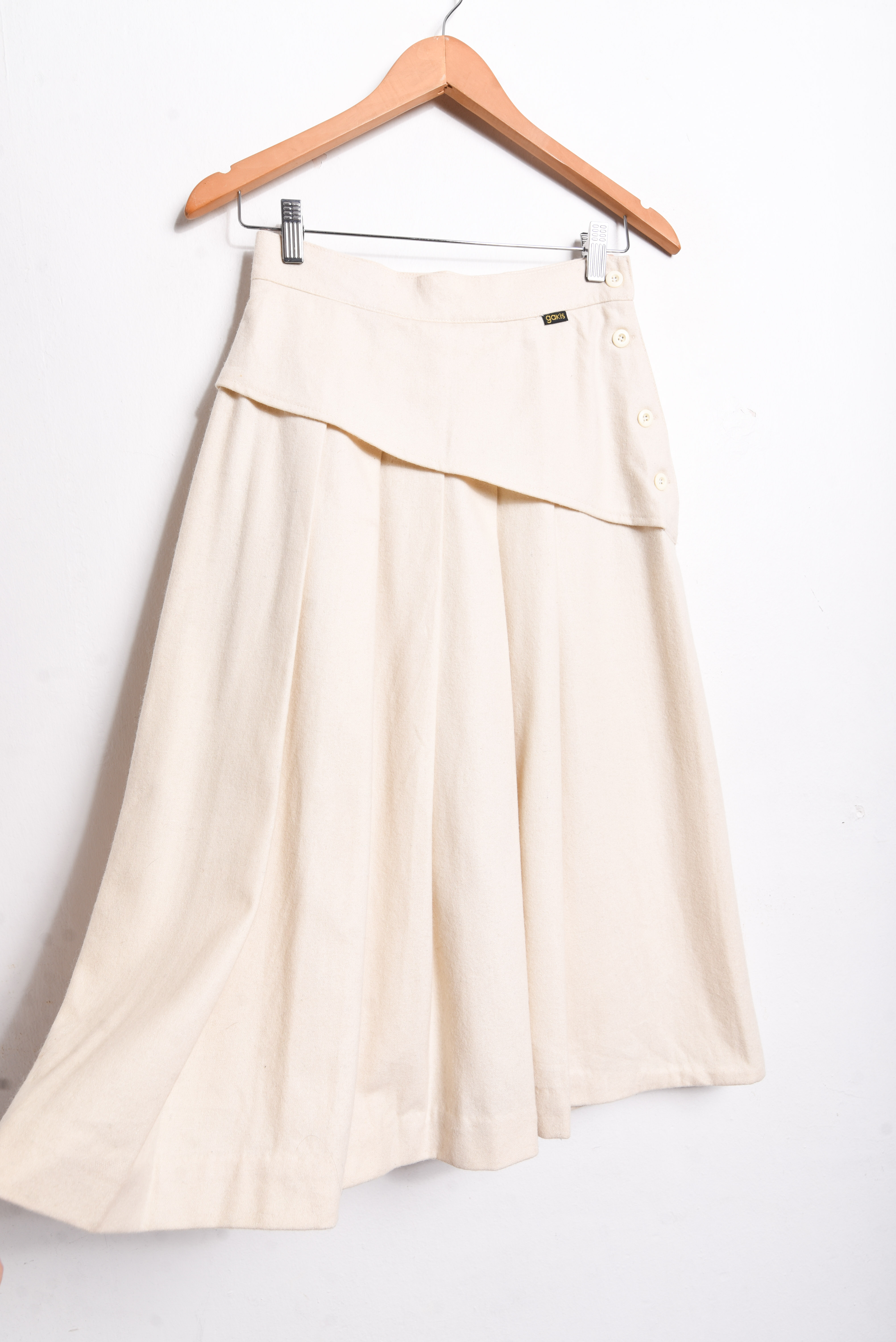Falda lana marfil tablas vintage