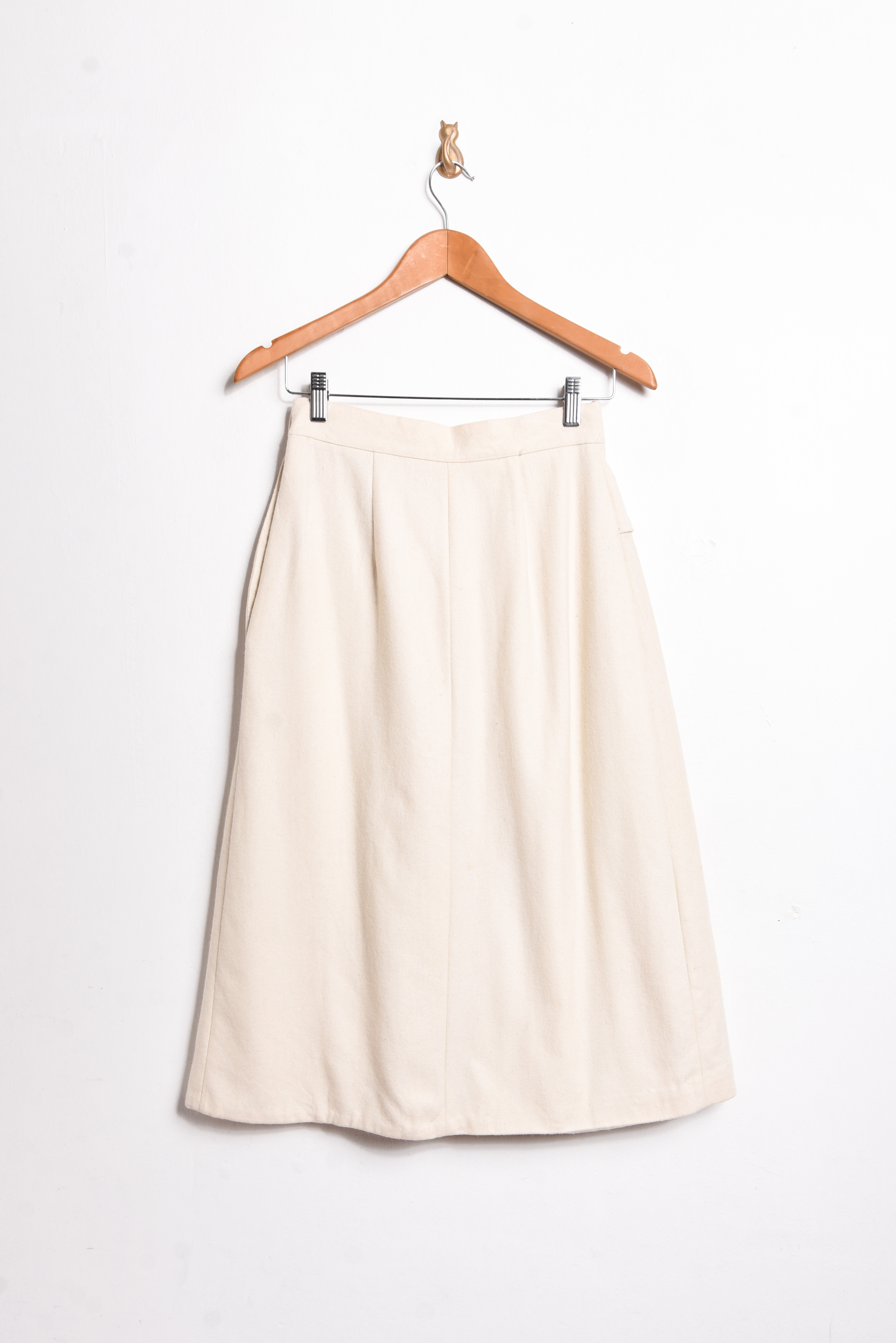 Falda lana marfil tablas vintage