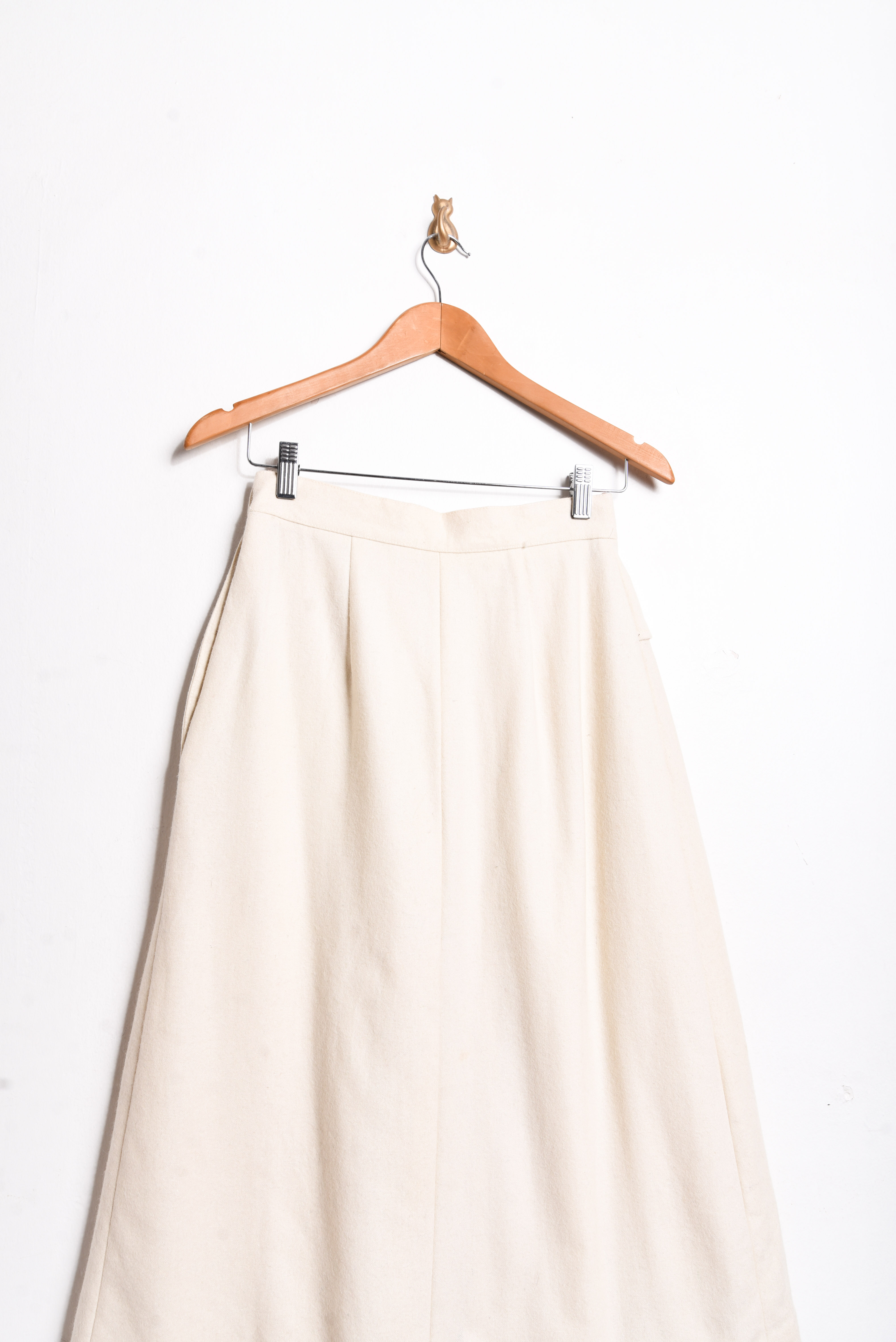 Falda lana marfil tablas vintage
