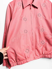 Bomber jacket pink bordada vintage