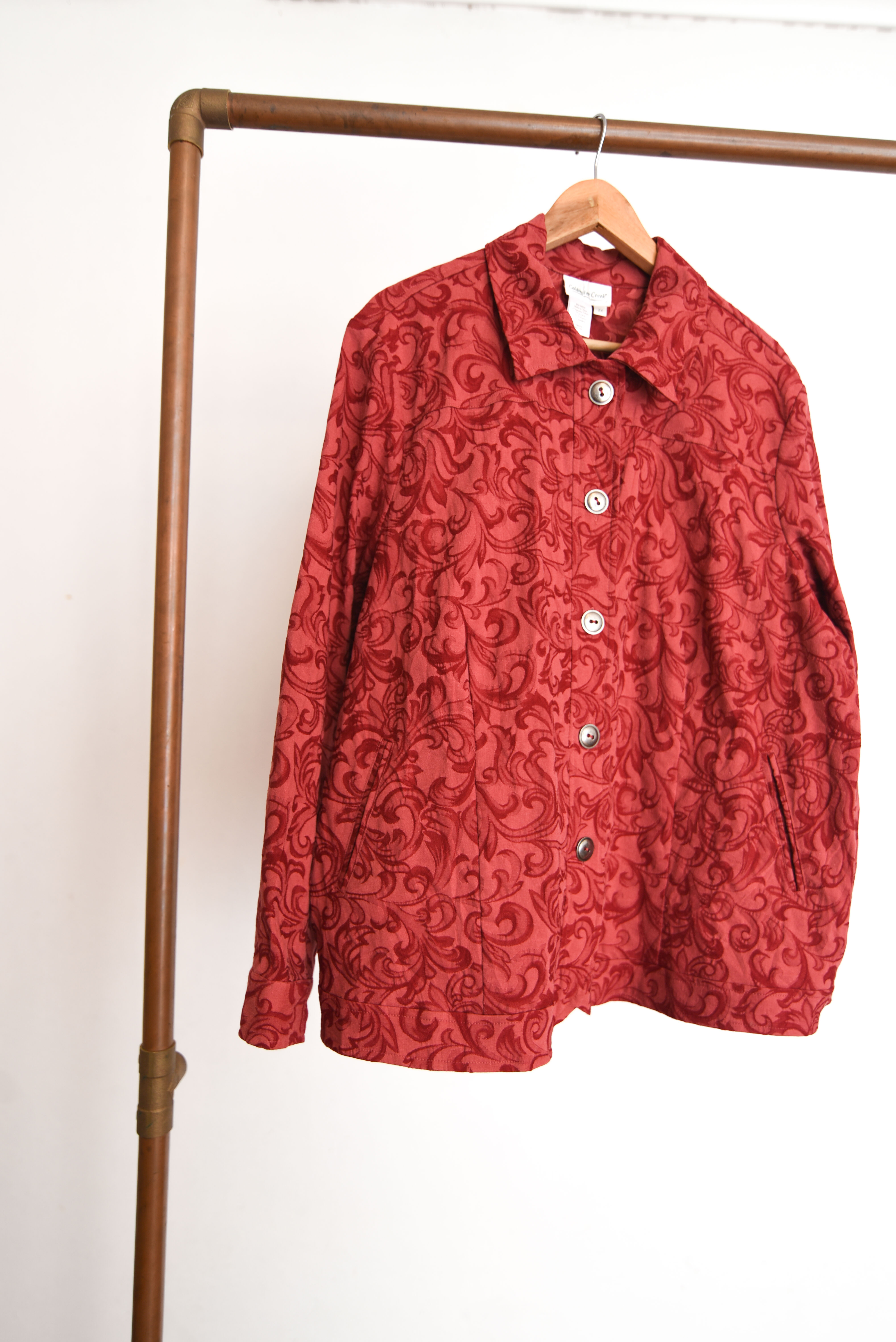 Chaqueta rojo coral brocato vntg
