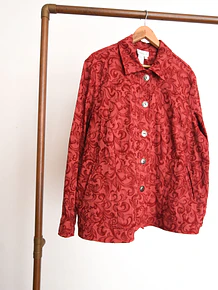 Chaqueta rojo coral brocato vntg