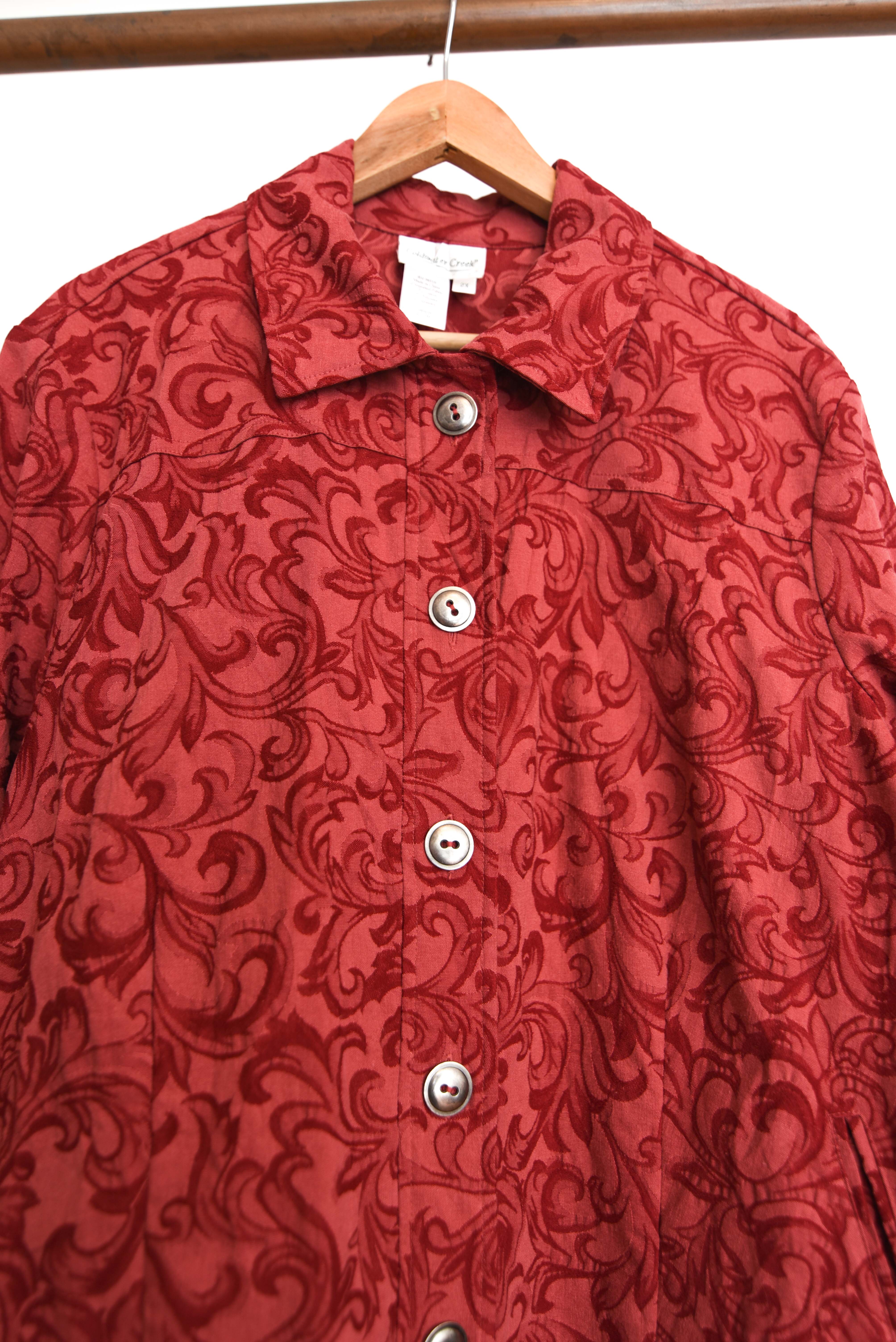Chaqueta rojo coral brocato vntg